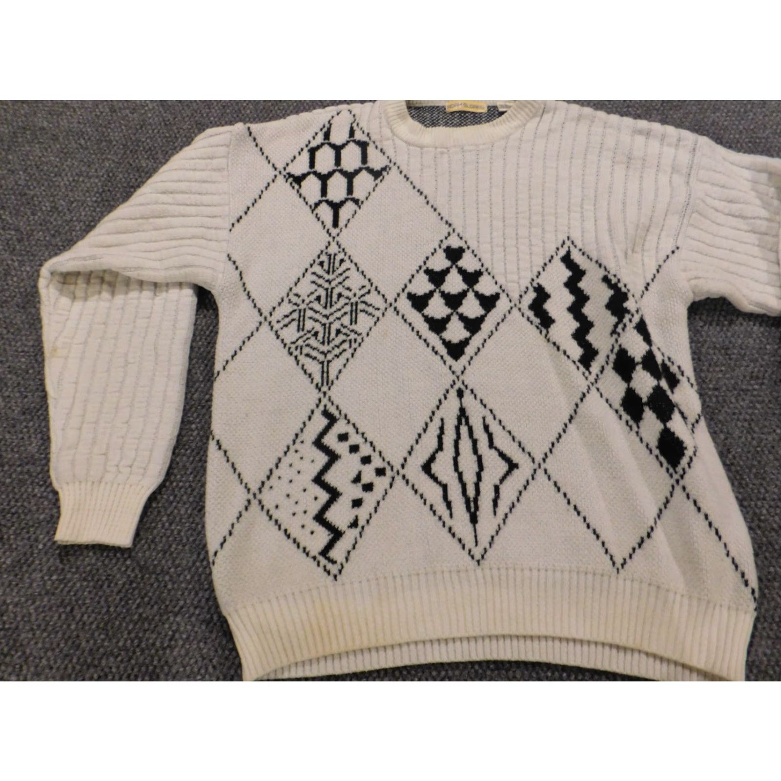 Vintage Adam Sloane Mens Sweater Large Beige Crewneck Pullover Knit" Size US L / EU 52-54 / 3 - 3 Thumbnail