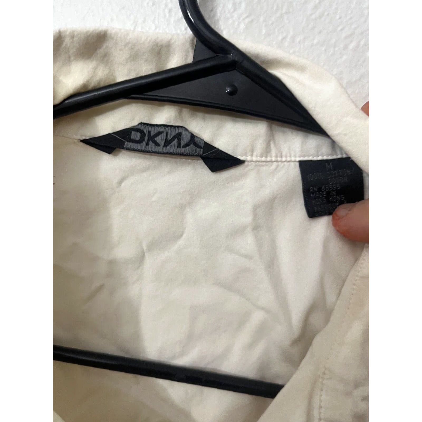 DKNY DKNY White Bomber Jacket Full Zip Mock Neck Unisex Adults M White Pocket Size M / US 6-8 / IT 42-44 - 3 Thumbnail
