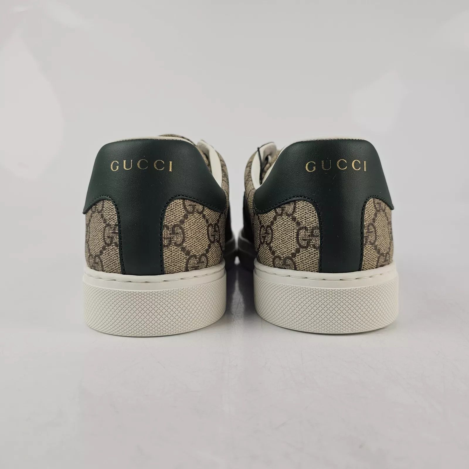 GUCCI Ace Men's GG Canvas Ebony/Beige/Green Sneakers New
