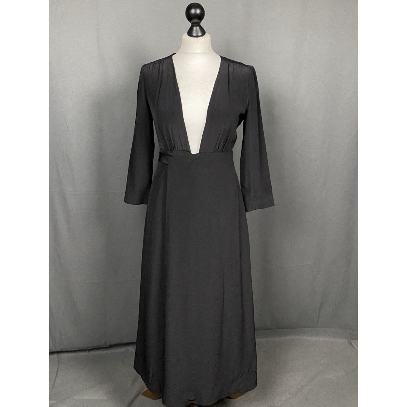 Sezane Sezane Women's Black A-Line Maxi Silk Dress Size 36 Size XS / US 0-2 / IT 36-38 - 1 Thumbnail