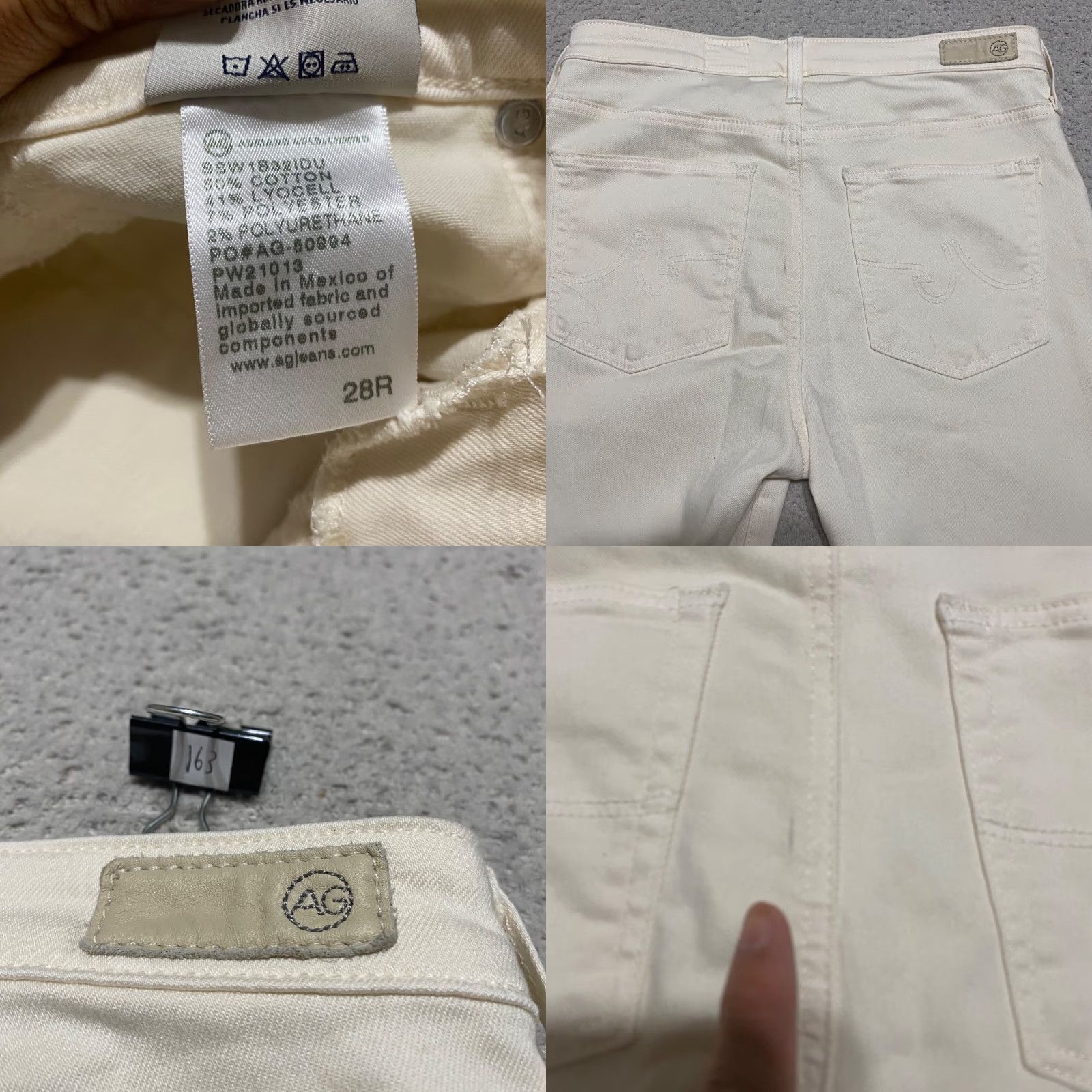 Farah AG Adriano Goldschmied Jeans Women 28 Skinny White Farah Inseam 28 High Rise Slim Pockets Stretch Denim Vintage No Size 27" / US 4 / IT 40 - 9 Thumbnail