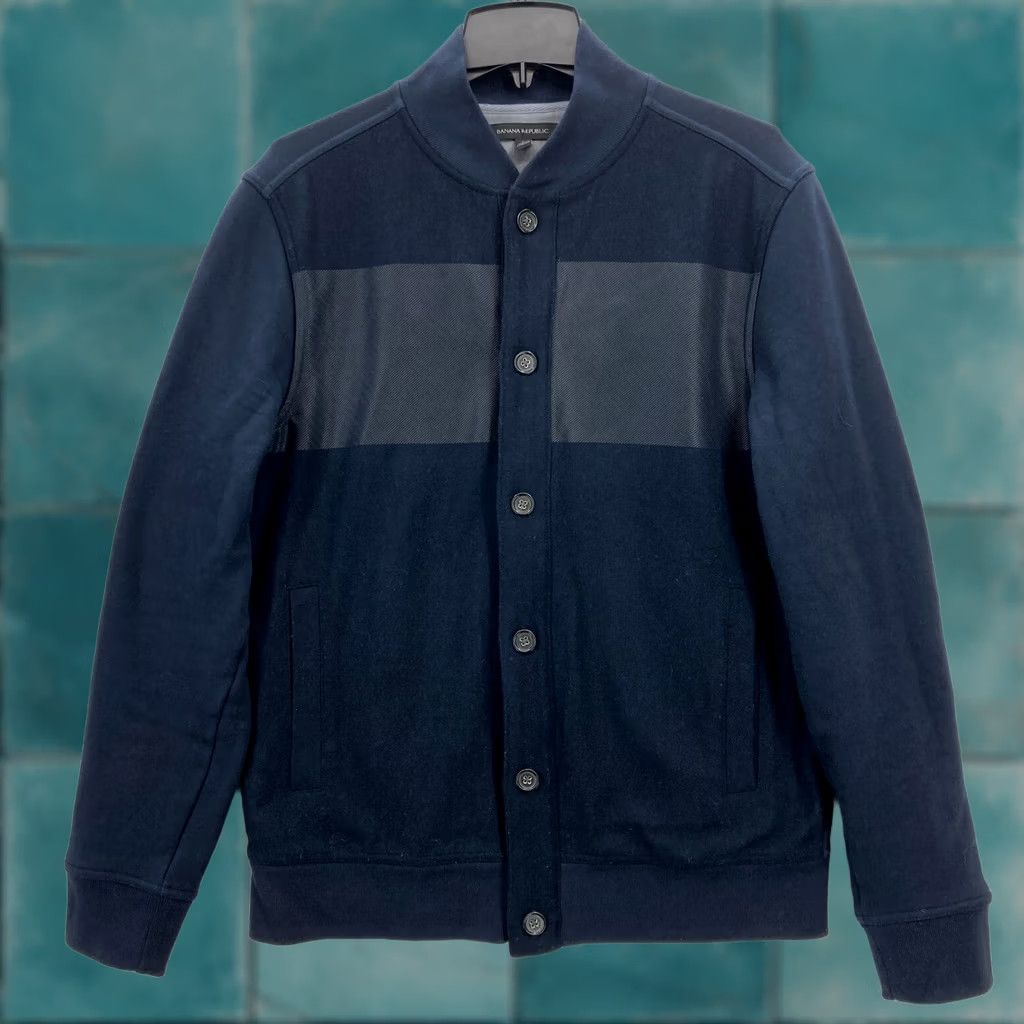 Banana Republic Banana Republic Bomber Jacket Mens L Blue Wool Blend Felt Button Front Modern Size US L / EU 52-54 / 3 - 1 Thumbnail