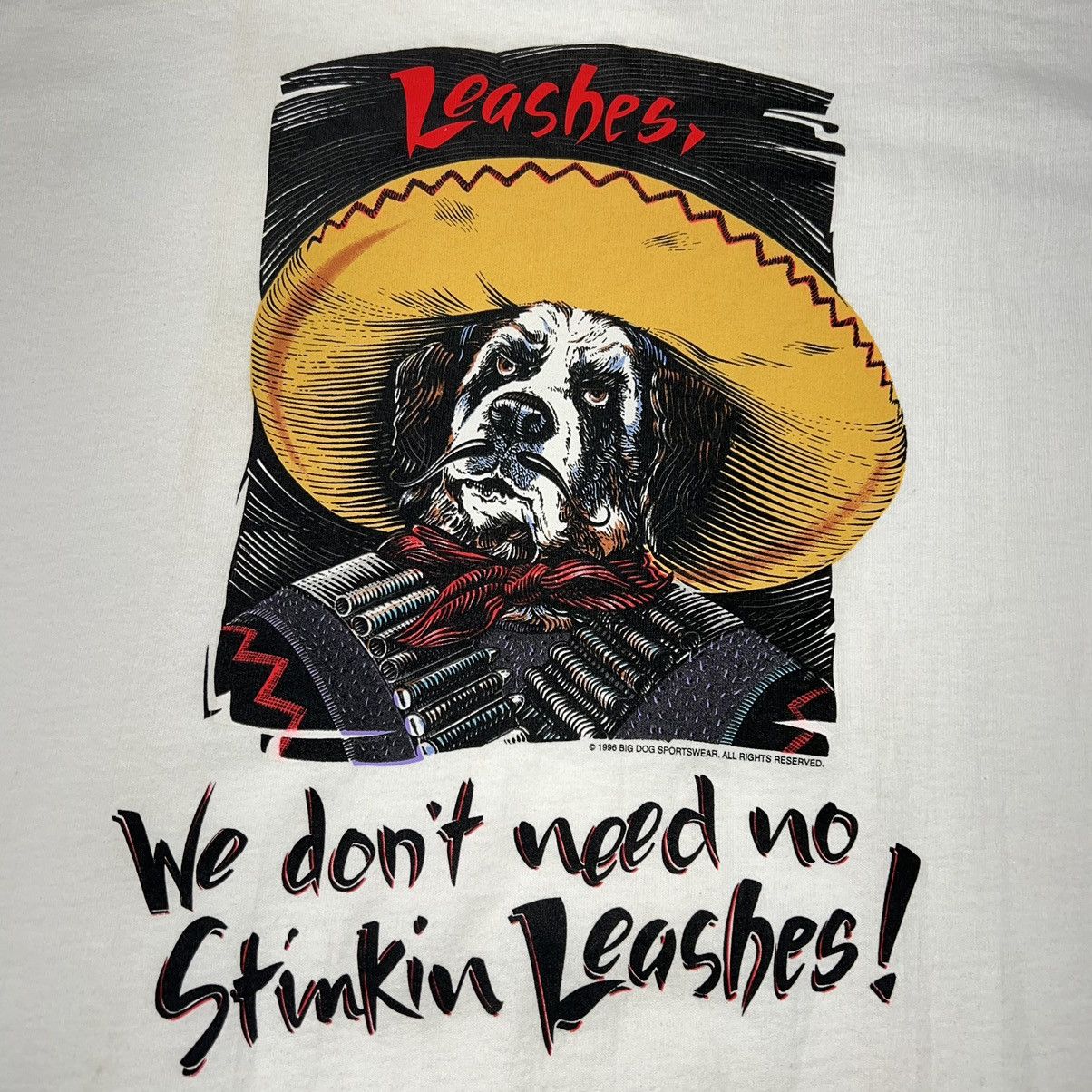 Big Dogs × Vintage VTG Big Dogs Tee Shirt Bandido Stinkin Leashes Cartoon 90s Size US L / EU 52-54 / 3 - 17 Thumbnail