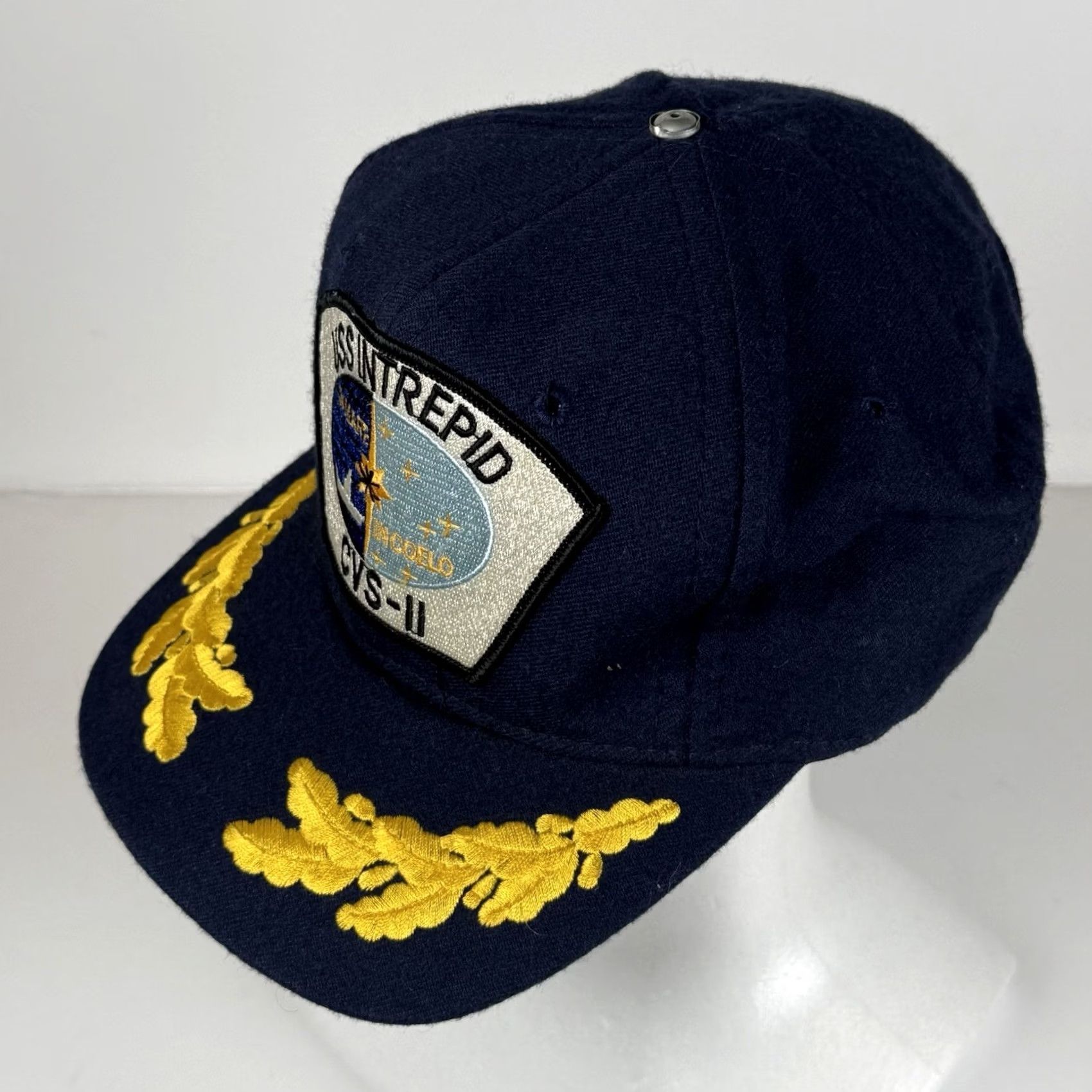Vintage Navy Hat USA Snapback USS Intrepid CVS-11 Essex Class Aircraft Carrier Navy Blue One Size Men Universal USA Hat Size ONE SIZE - 3 Thumbnail
