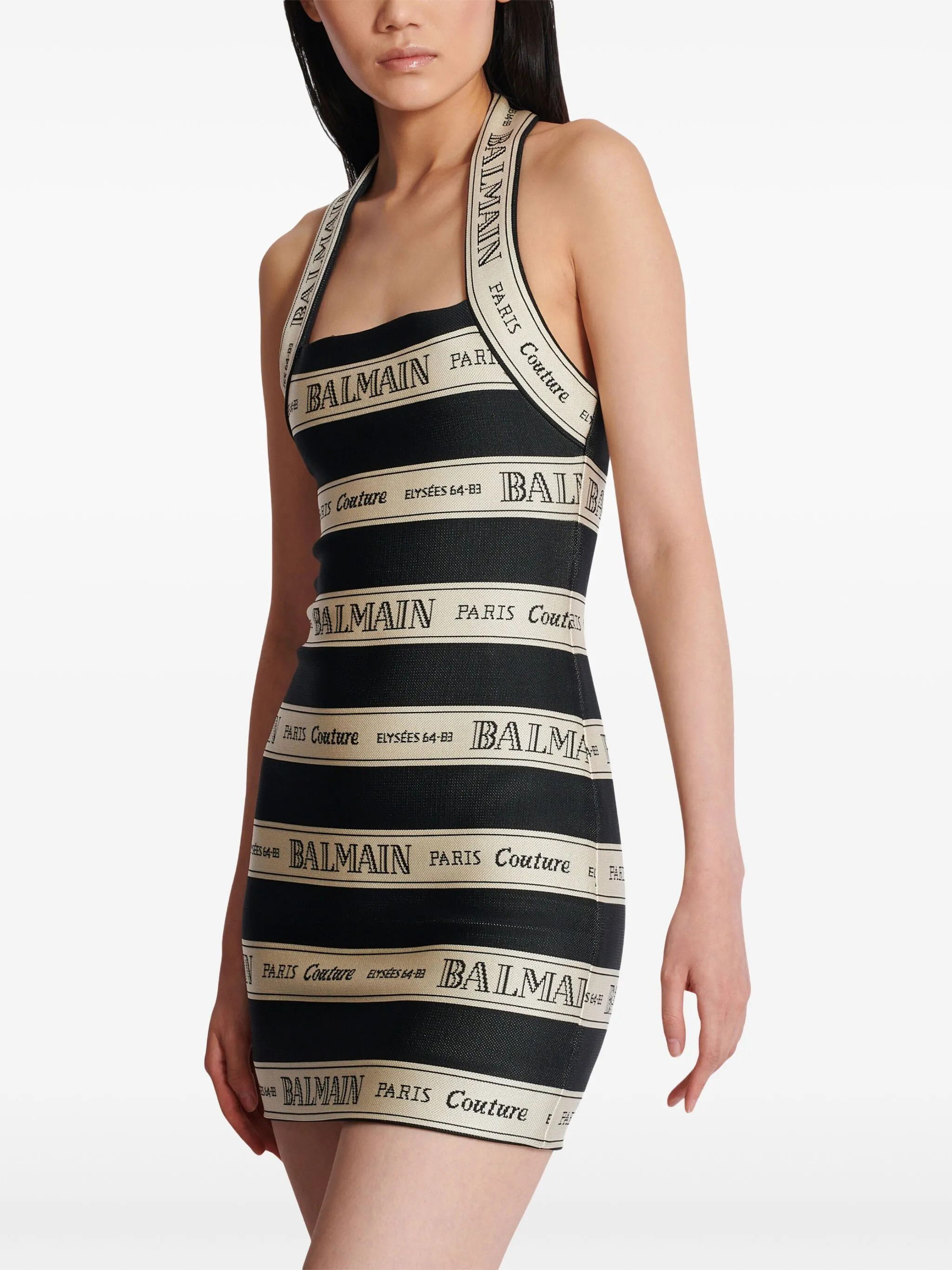 Balmain o1loc1c0526 Logo-jacquard Mini Dress in Black Size M / US 6-8 / IT 42-44 - 5 Thumbnail