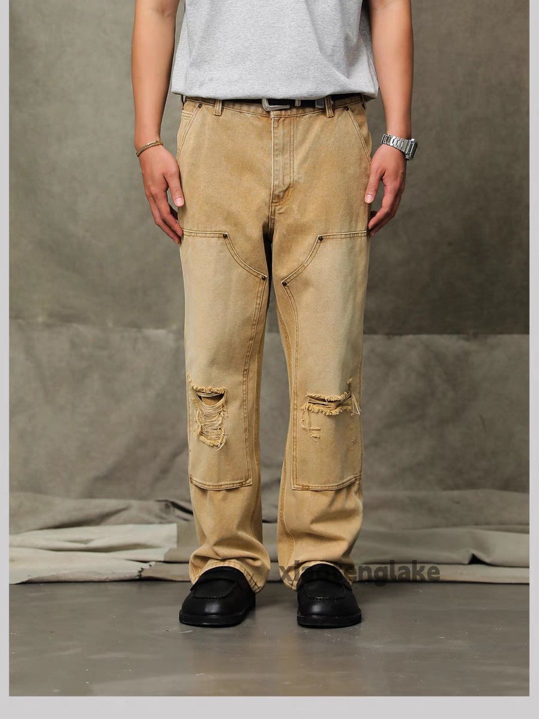 Jean × Vintage washed faded workwear carpenter damaged baggy jeans Size US 30 / EU 46 - 2 Thumbnail