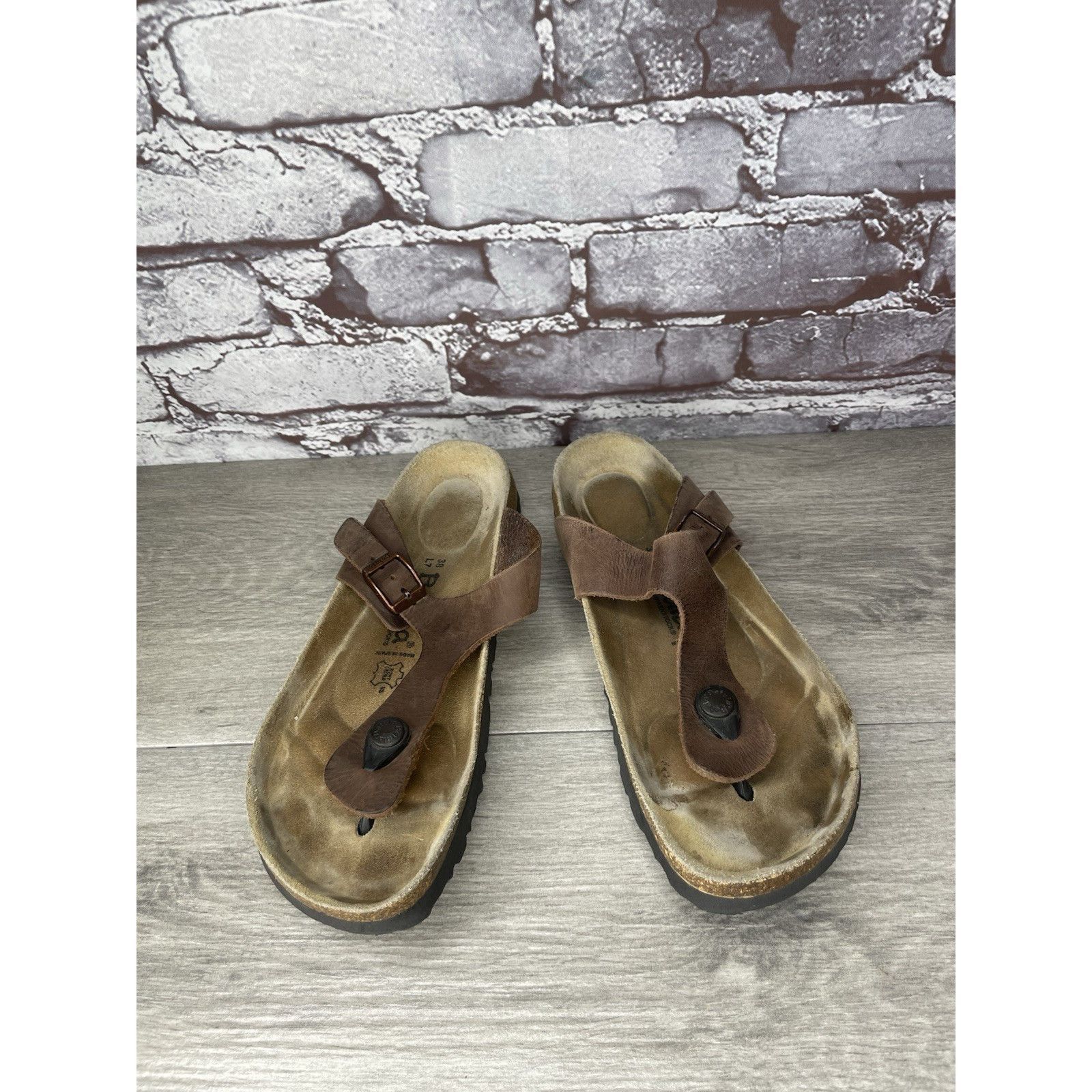 Birkenstock Betula Birkenstock Gizeh Brown Leather Cork Thong Sandals Wo Size US 8 / IT 38 - 16 Thumbnail