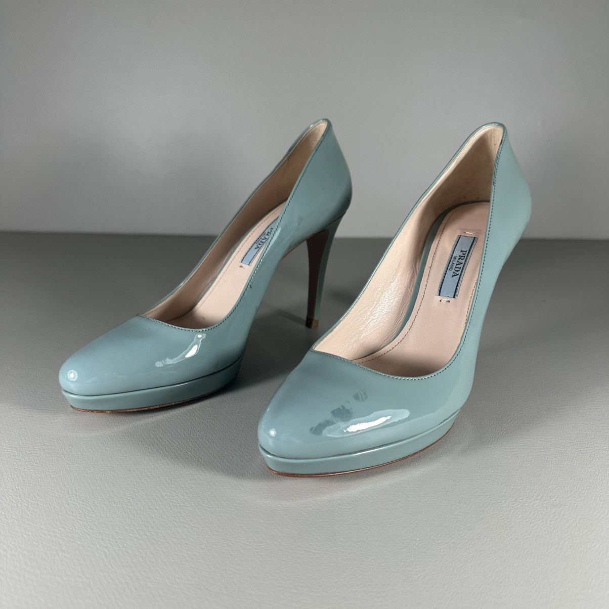 Prada PRADA Milano Pastel Blue Patent Leather Pointed Toe Pumps Size US 6 / IT 36 - 2 Thumbnail
