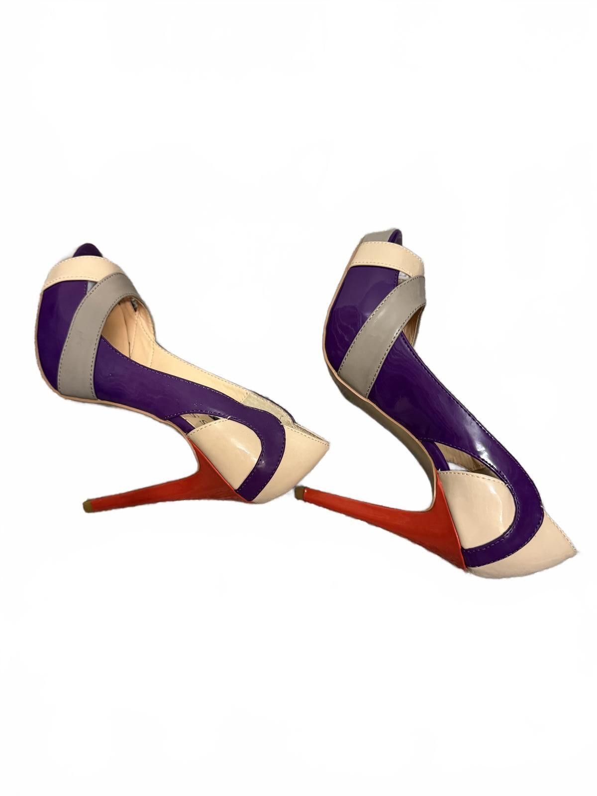 Guess Guess Women's Purple and Beige High Heel Peep Toe Pumps Sz 6 Size US 6 / IT 36 - 6 Thumbnail