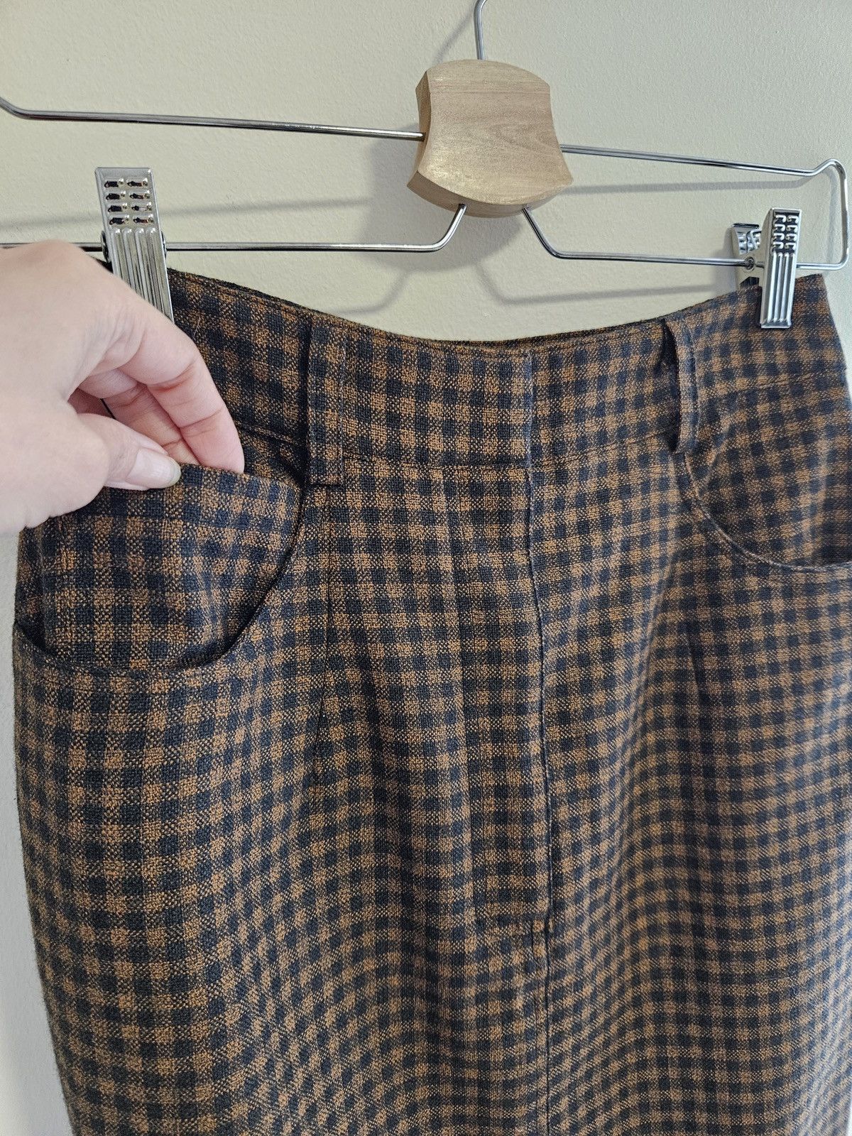 Isa Arfen 2016 ISA ARFEN 100%Virgin Wool Plaid Elegant Pencil Skirt Size 27" / US 4 / IT 40 - 11 Thumbnail