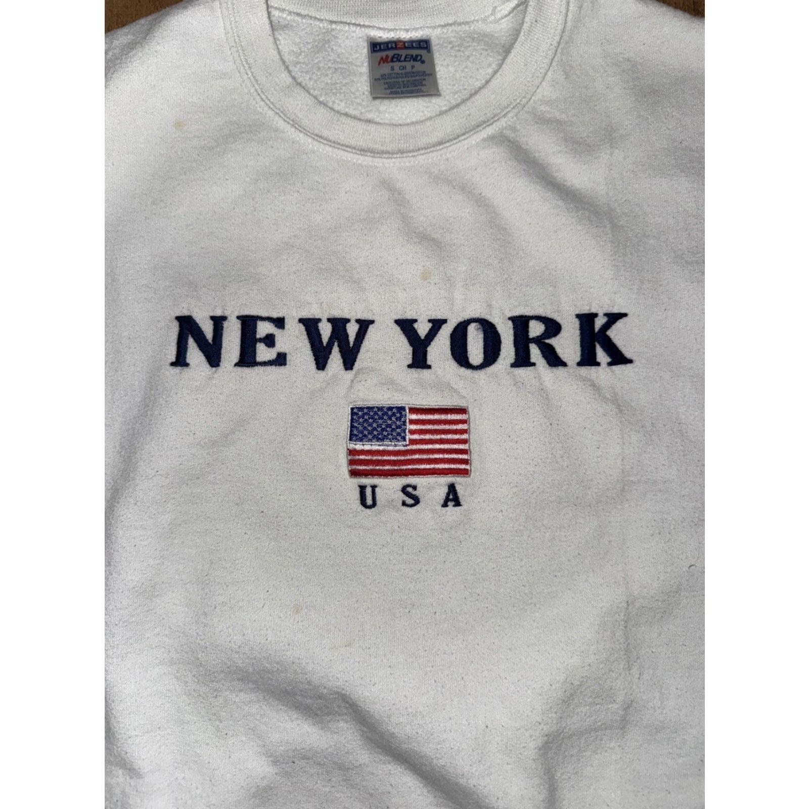 Jerzees VINTAGE Jerzees Sweatshirt White Small USA New York Crewneck Pullover Mens Size US S / EU 44-46 / 1 - 2 Thumbnail