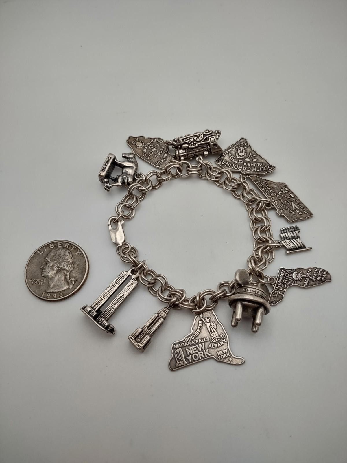 Other Vintage Sterling Travel Charm Bracelet US 54g Size ONE SIZE - 2 Thumbnail