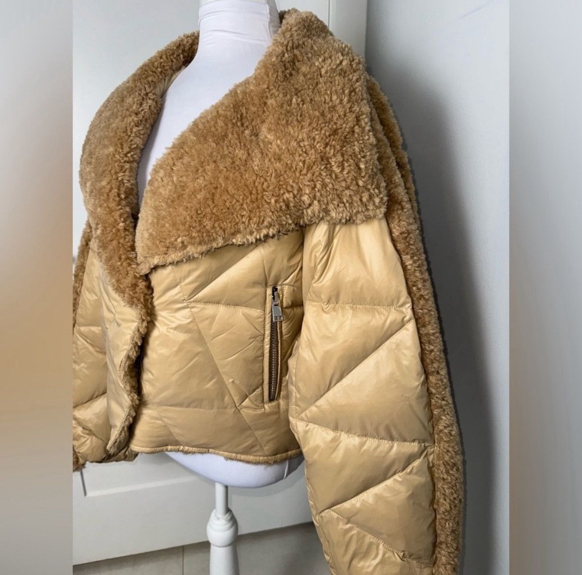 LAMARQUE LAMARQUE Sharon Mix Media Down Puffer Jacket in Caramel/ LRG Size L / US 10 / IT 46 - 7 Thumbnail