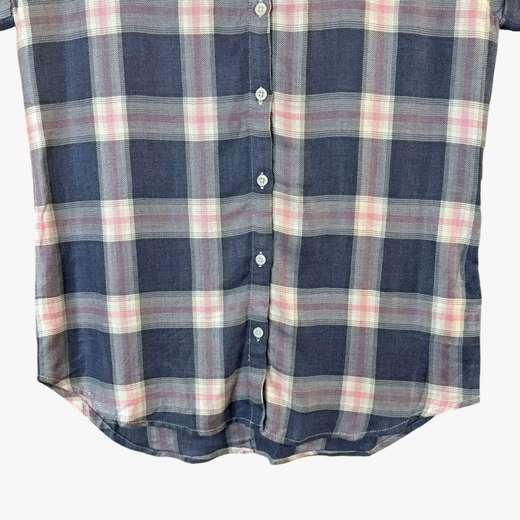 Vintage Beach Lunch Lounge Shirt Women's XS Blue Travel Coastal Vacation Button-Up Plaid Size XS / US 0-2 / IT 36-38 - 6 Thumbnail