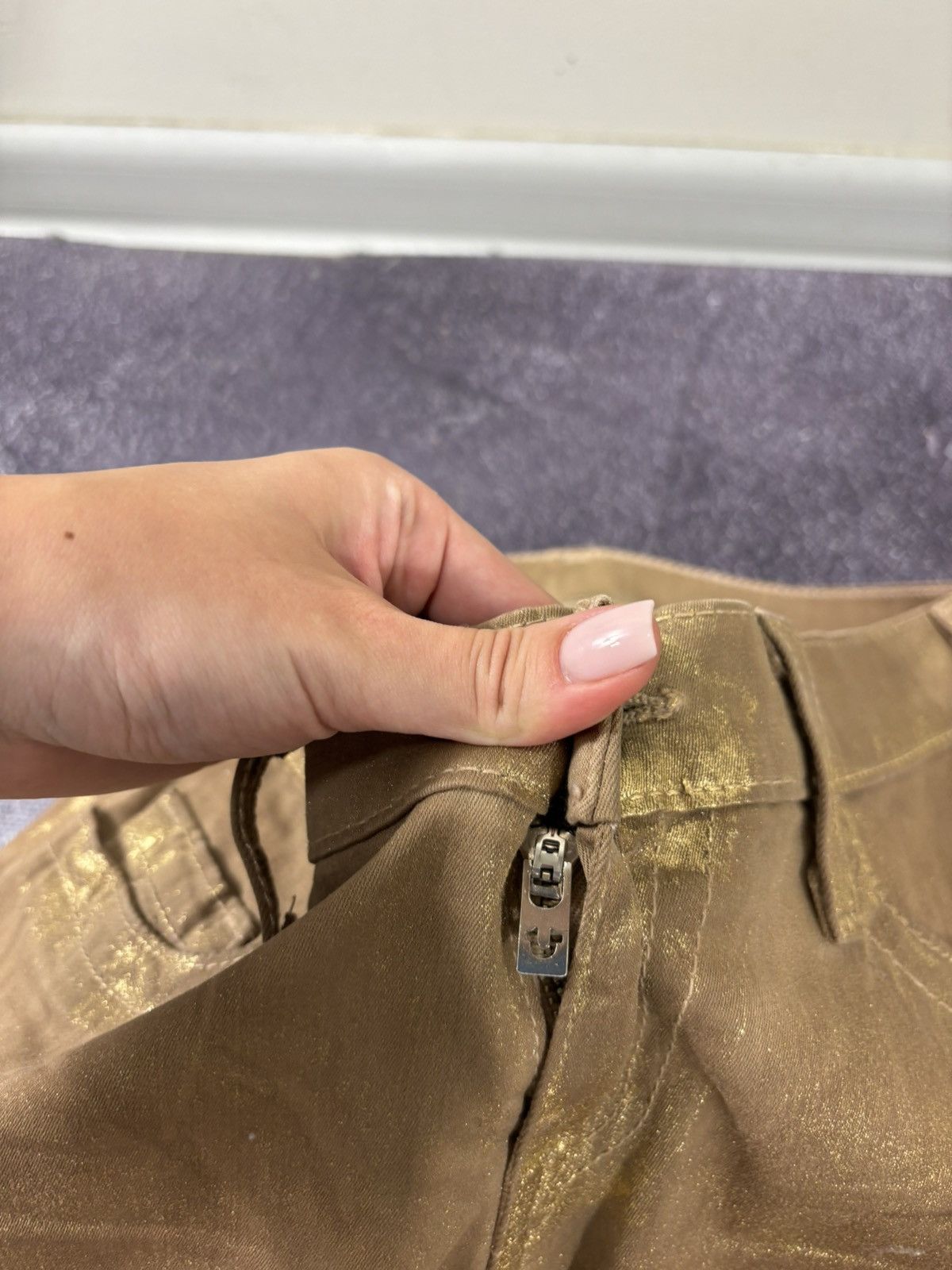 True Religion Vintage True Religion Y2K Women’s Gold Metallic Skinny Jeans Size 30" / US 8 / IT 44 - 6 Thumbnail