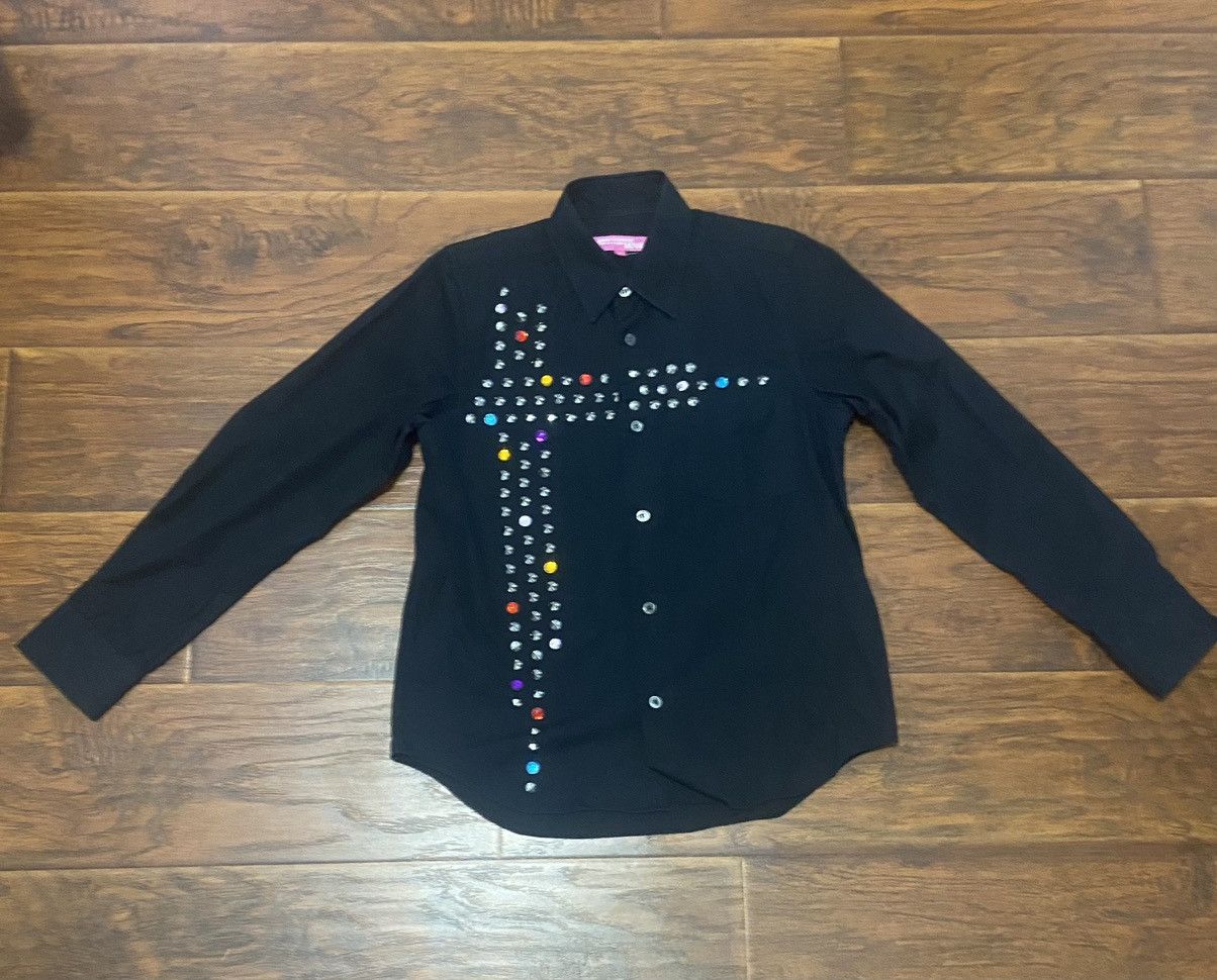 Image of Comme Des Garcons x Junya Watanabe Junya Watanbe Gem Studded Button Up, Men's (Size Small)