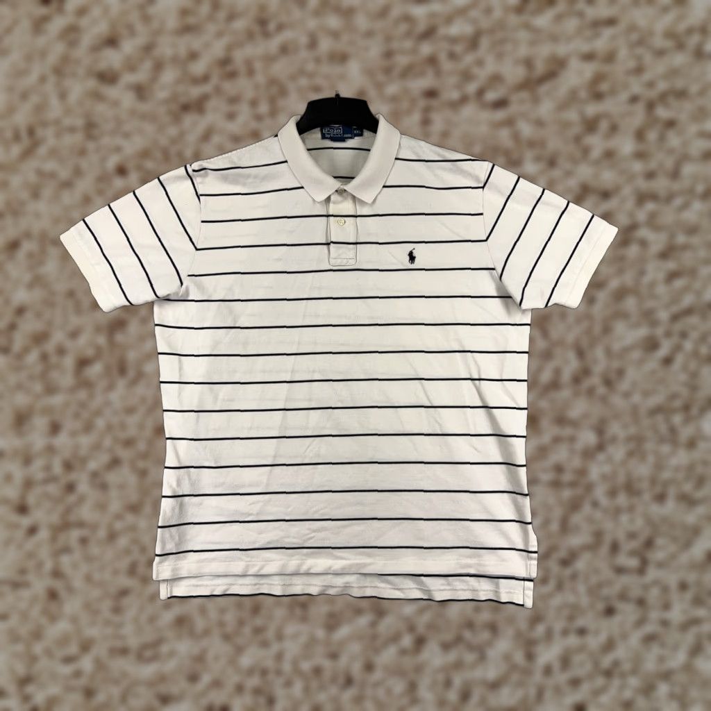 Ralph Lauren VTG Ralph Lauren Polo Shirt Men 2XL White Striped Cotton Short Sleeve Polo Shirt 2XL Mens Size US XXL / EU 58 / 5 - 1 Thumbnail