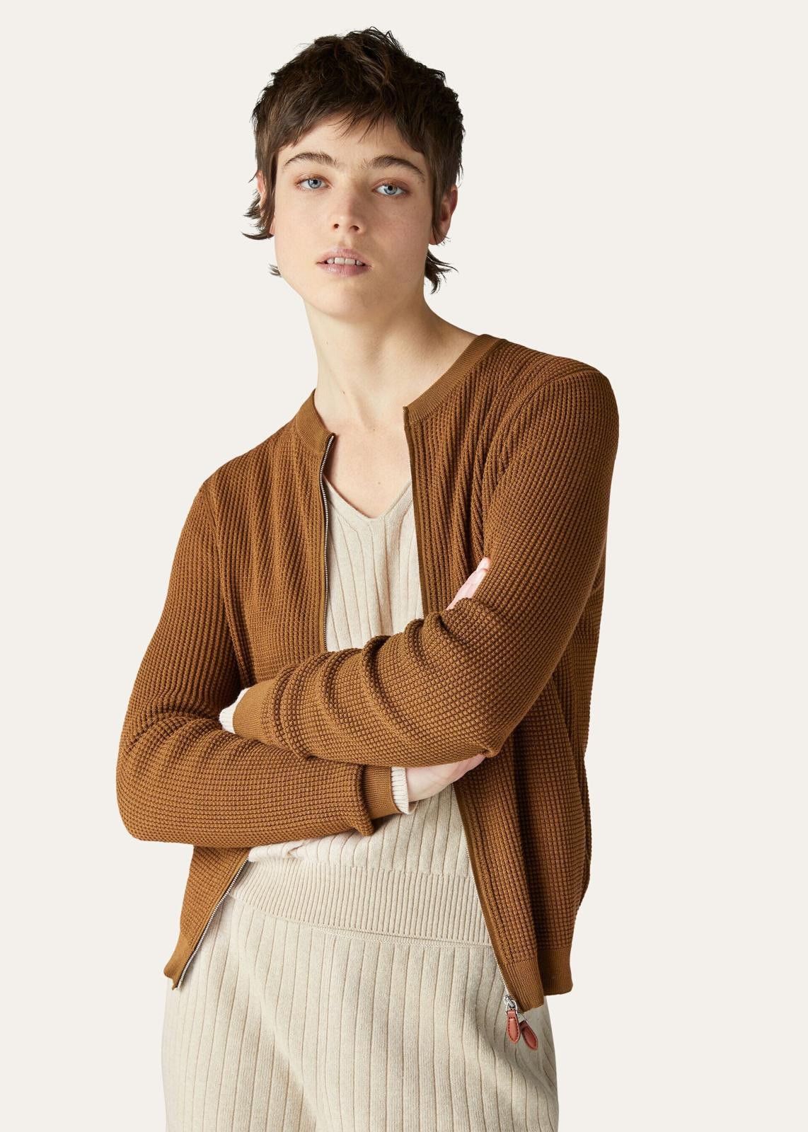 Loro Piana o1srvl11e0125 Puno Cotton Silk Bomber Jacket in Brown Size XS / US 0-2 / IT 36-38 - 5 Thumbnail