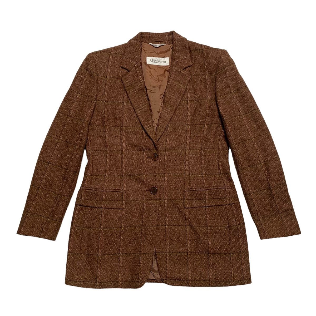 image of Max Mara Checkered Jacket in Brown, Women's (Size Small)