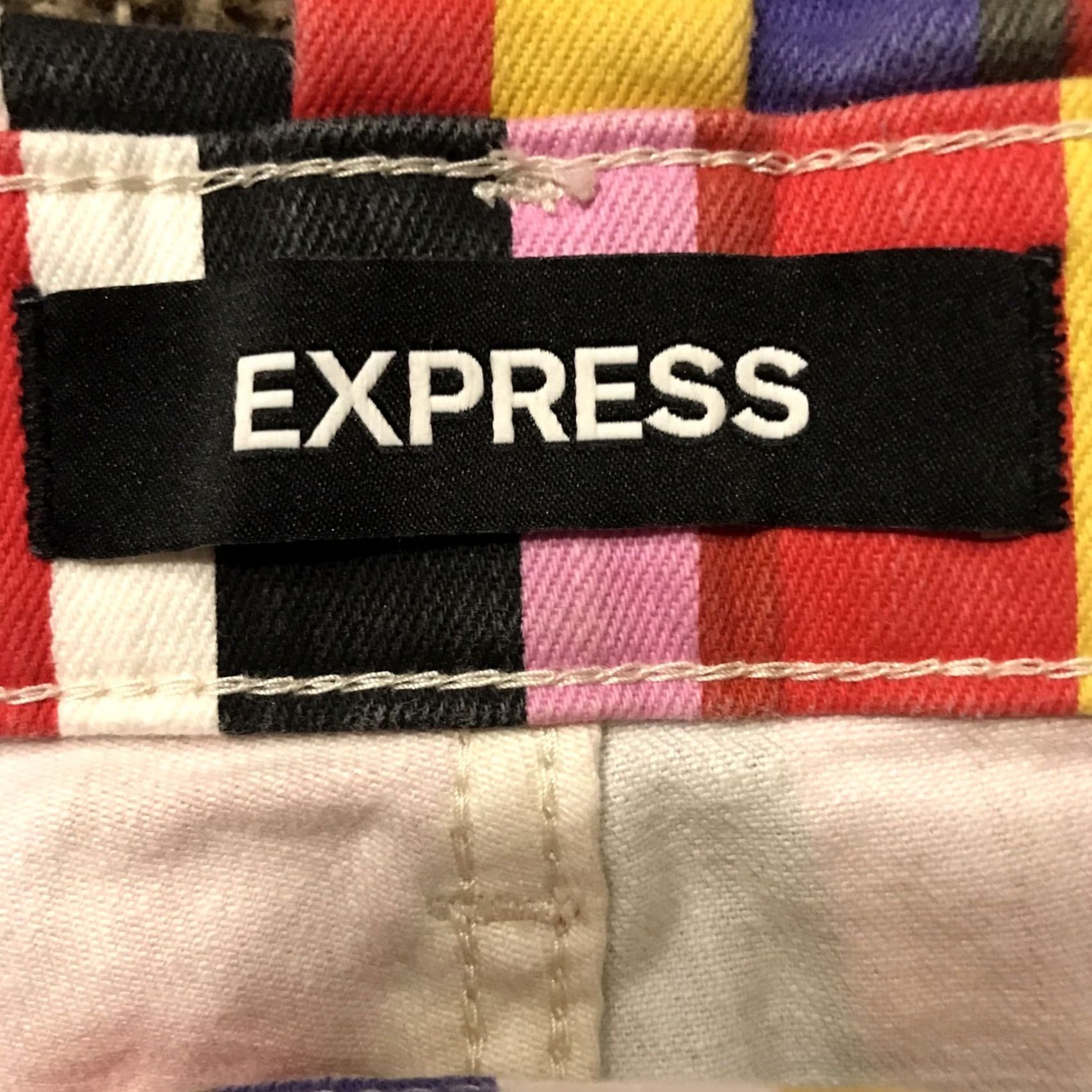 Express Express Womens Size 2 Denim Jean Shorts Cotton Blend Stretch Striped 90s Size 26" / US 2 / IT 38 - 2 Thumbnail