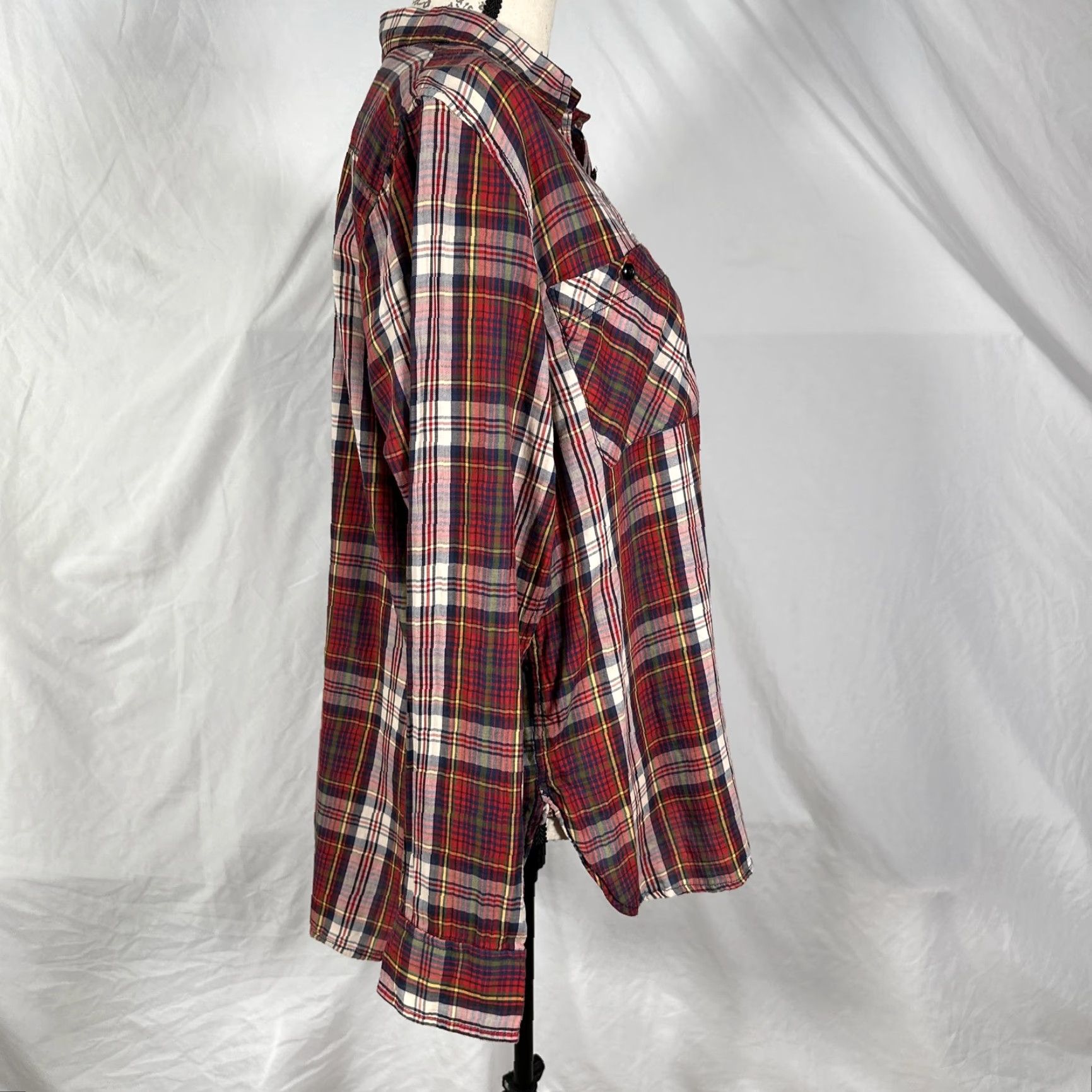Ralph Lauren Ralph Lauren Button-Up Shirt Women XL Red Navy Plaid Cotton Long Sleeve Lightweight Western Size XL / US 12-14 / IT 48-50 - 5 Thumbnail