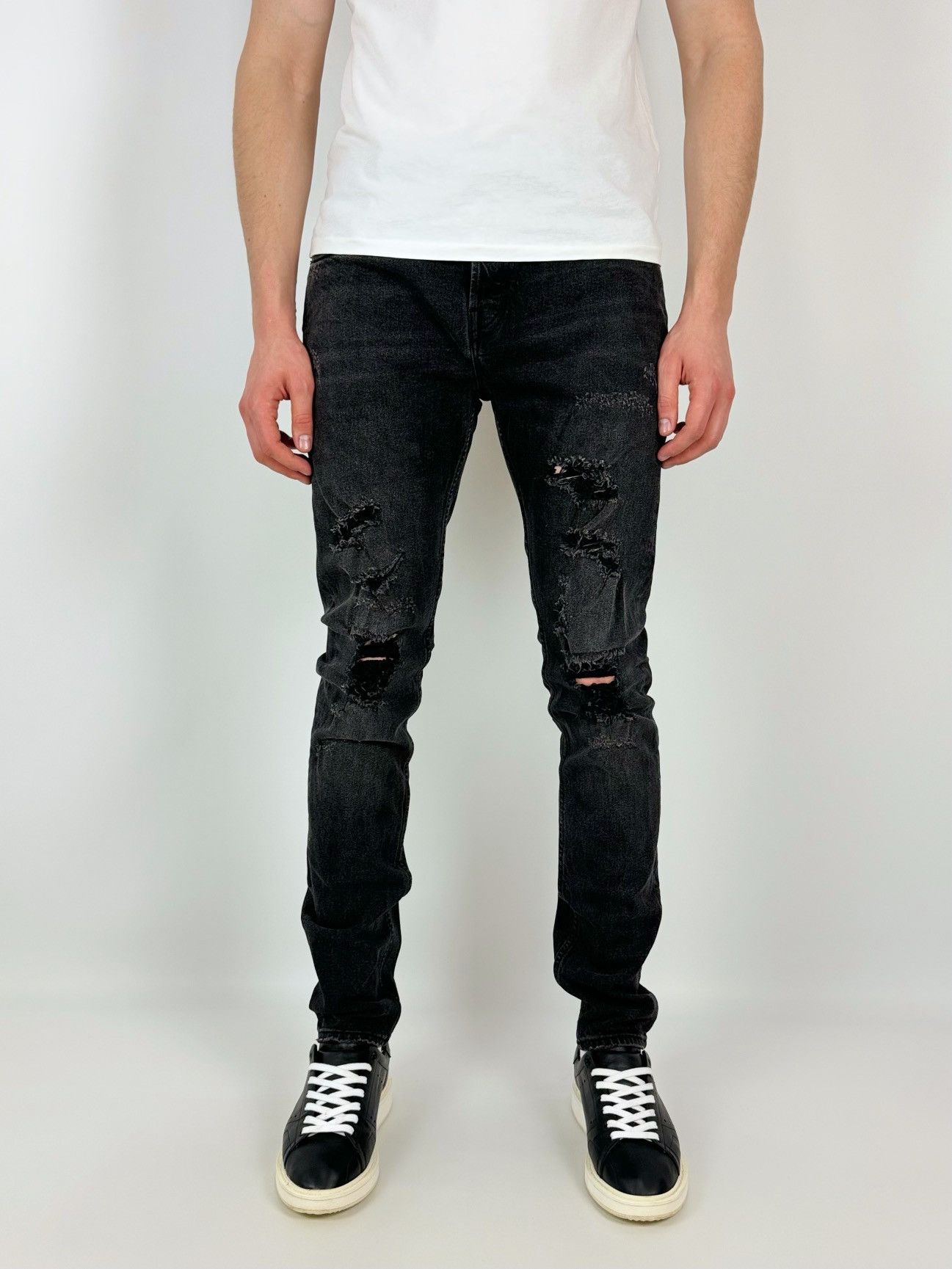 Allsaints AllSaints Battle Cigarette Distressed Slim Jeans Size US 34 / EU 50 - 1 Thumbnail