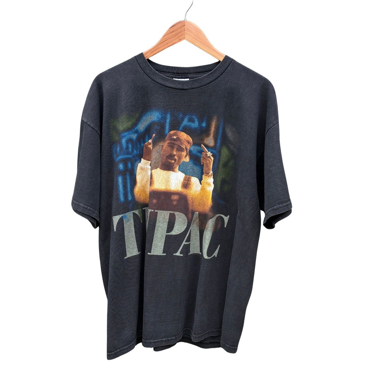 Rap Tees Vintage 1999 Tupac Middle Finger Sharkur Rap Tee Size US XL / EU 56 / 4 - 1 Thumbnail