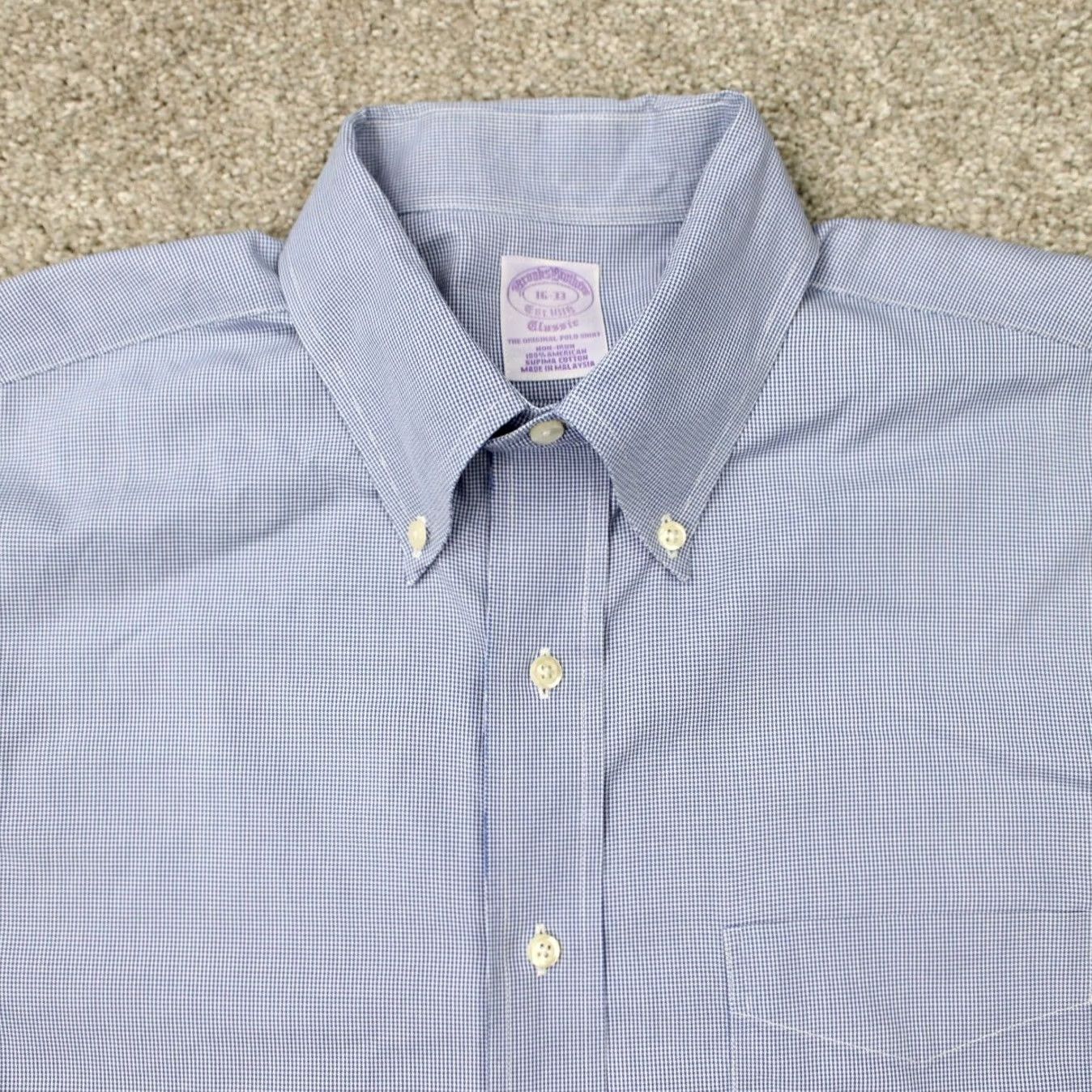 Brooks Brothers Brooks Brothers Classic Shirt Men 16,33 Blue Non-Iron American Supima Cotton L/S Dress Shirt Regular Size 16 Mens Blue Size US L / EU 52-54 / 3 - 6 Thumbnail