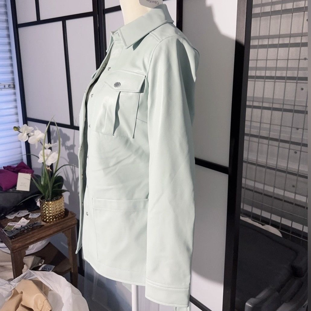 Calvin Klein × Designer Calvin Klein soft leather jacket light Green silver logo b Size M / US 6-8 / IT 42-44 - 2 Thumbnail