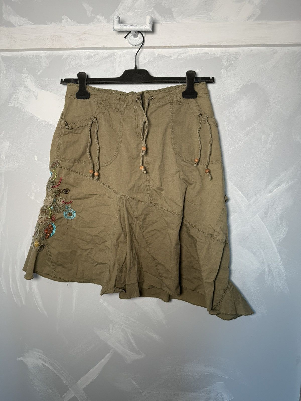 Vintage Soho Jeans Custom Hippie Skirt Embroidery Military Size 30" / US 8 / IT 44 - 1 Thumbnail