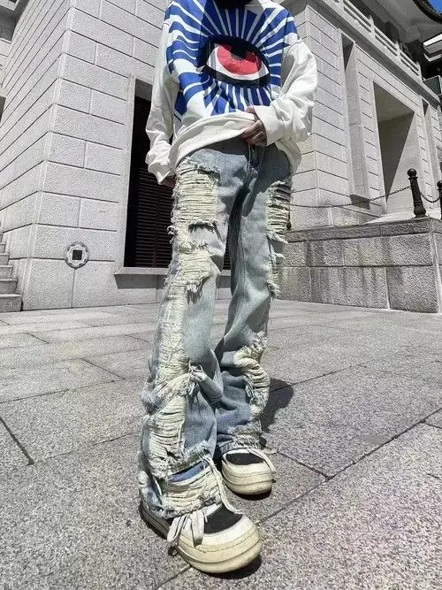 Other grunge flared hiphop damaged ripped pants Size US 28 / EU 44 - 3 Thumbnail
