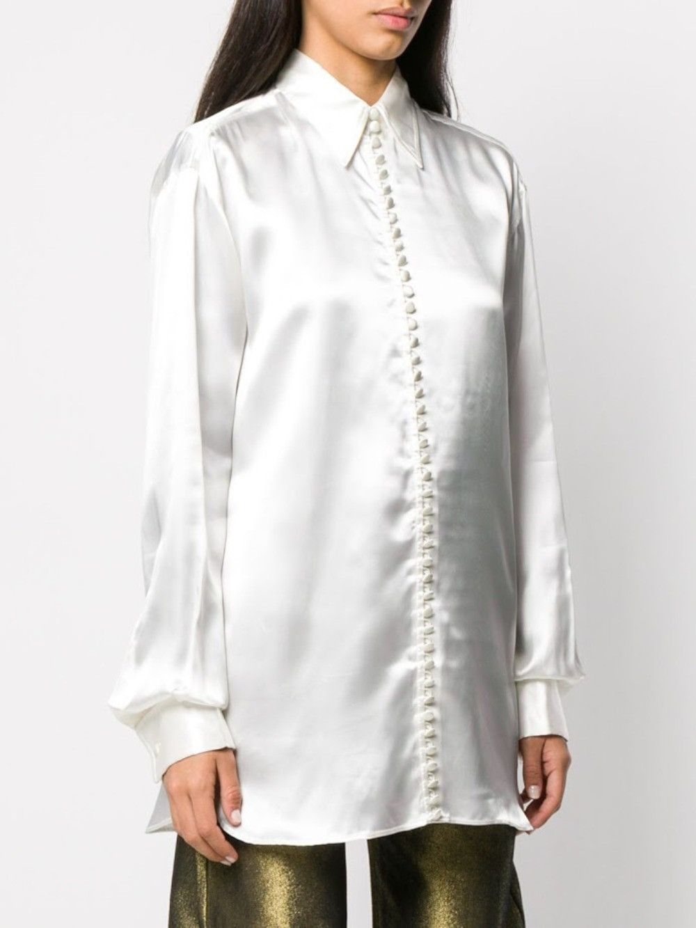 MM6 [MM6 Maison Margiela] white silk blouse. Size S / US 4 / IT 40 - 1 Thumbnail