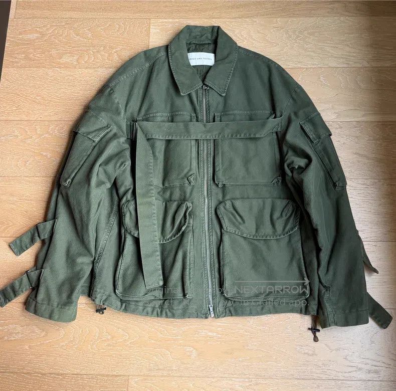 Dries Van Noten Dries Van Noten Military Green Chest Tie Multi-Pocket Jack Size L / US 10 / IT 46 - 1 Thumbnail
