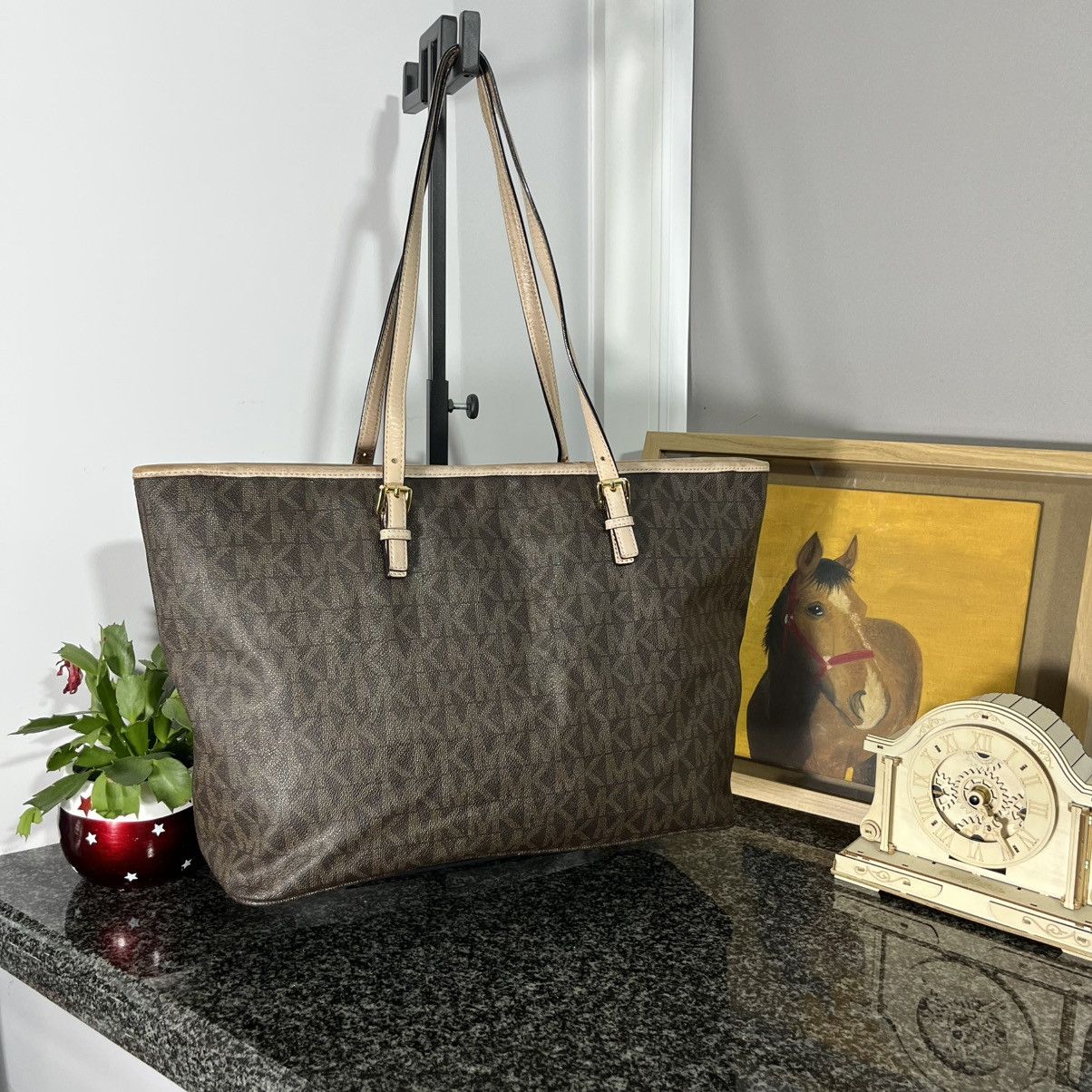 Michael Kors Mk Jet Set Travel Tote Hand Shoulder Bag in Brown, Women's