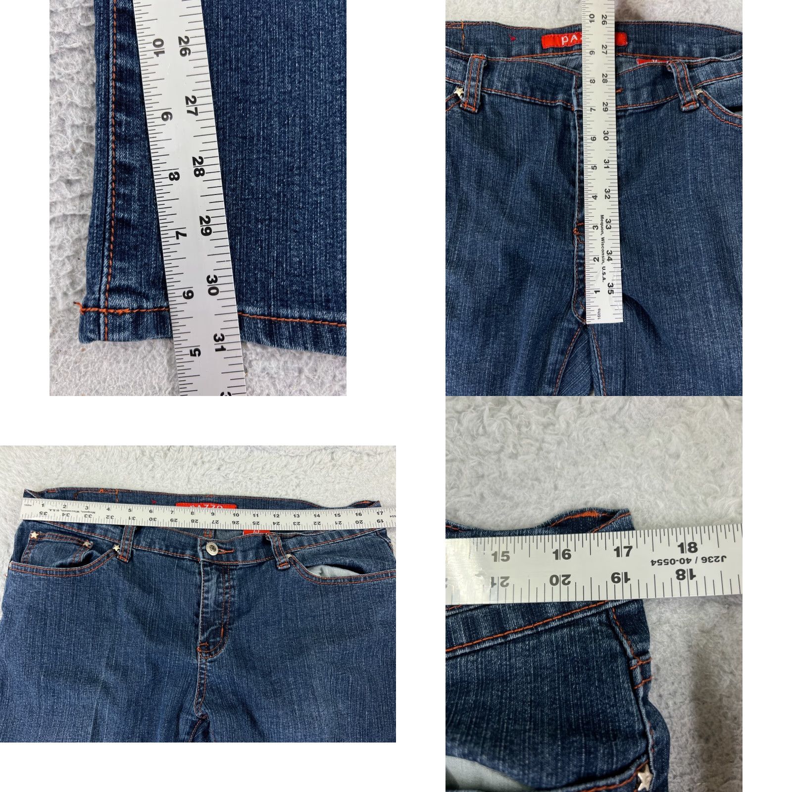Denime VINTAGE PAZZO Jeans Women Bootscut Denim 31x31 Blue Floral Embellished Ramie Cotton Blend 15 Regular Size Size 36" / US 14 / IT 50 - 8 Thumbnail