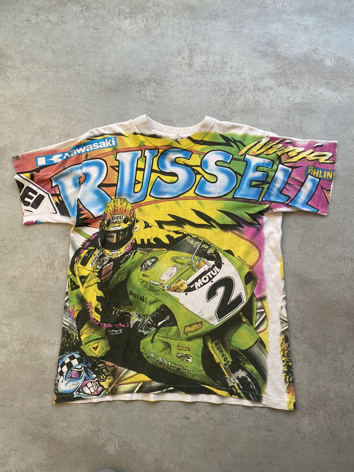 Vintage russell kawasaki vintage 90s fullprint Size US M / EU 48-50 / 2 - 1 Thumbnail