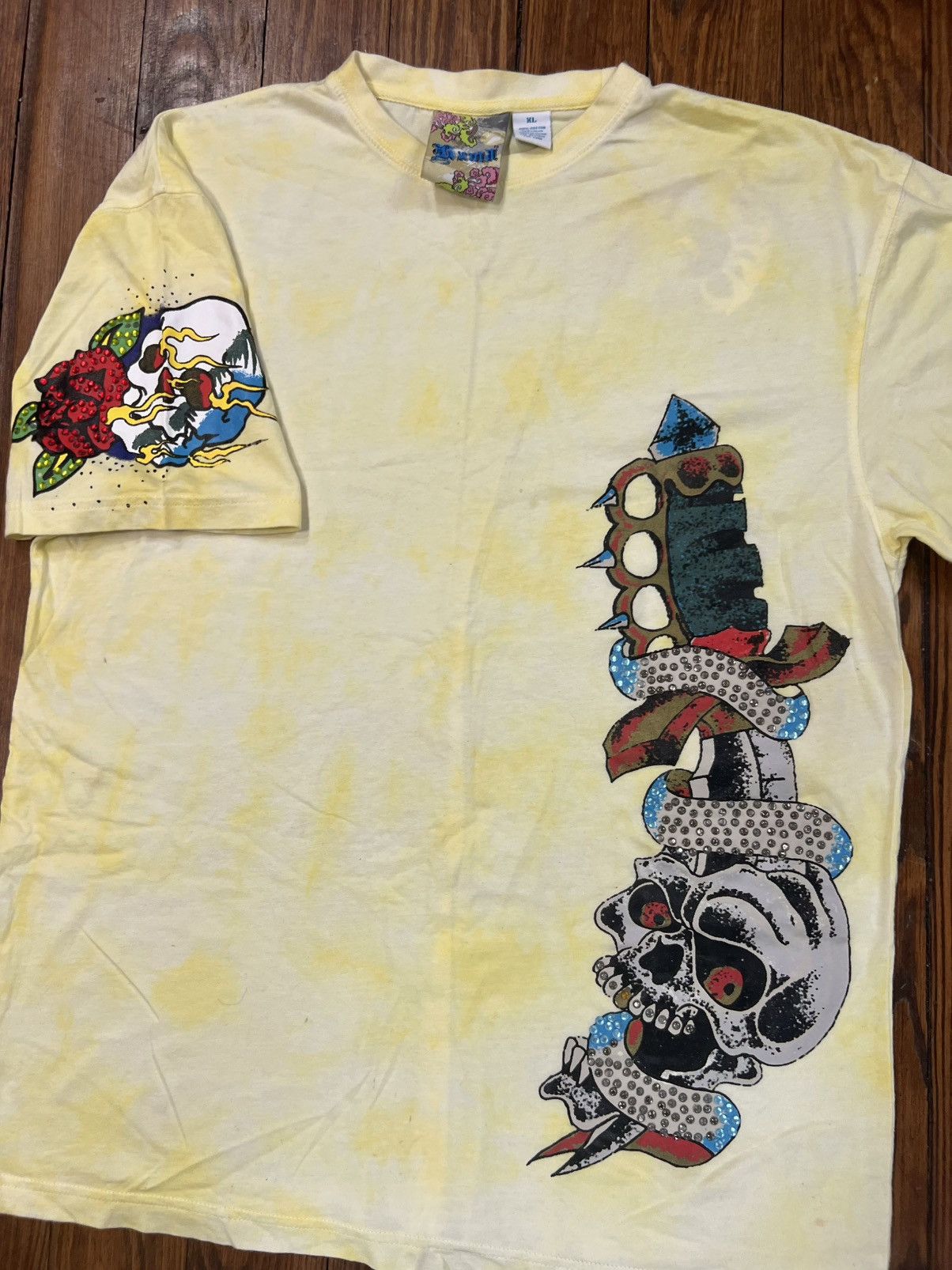 Affliction × Ed Hardy Y2K Ed Hardy Style Rhinestone Studded Shirt Skull Grunge Size US XL / EU 56 / 4 - 1 Thumbnail