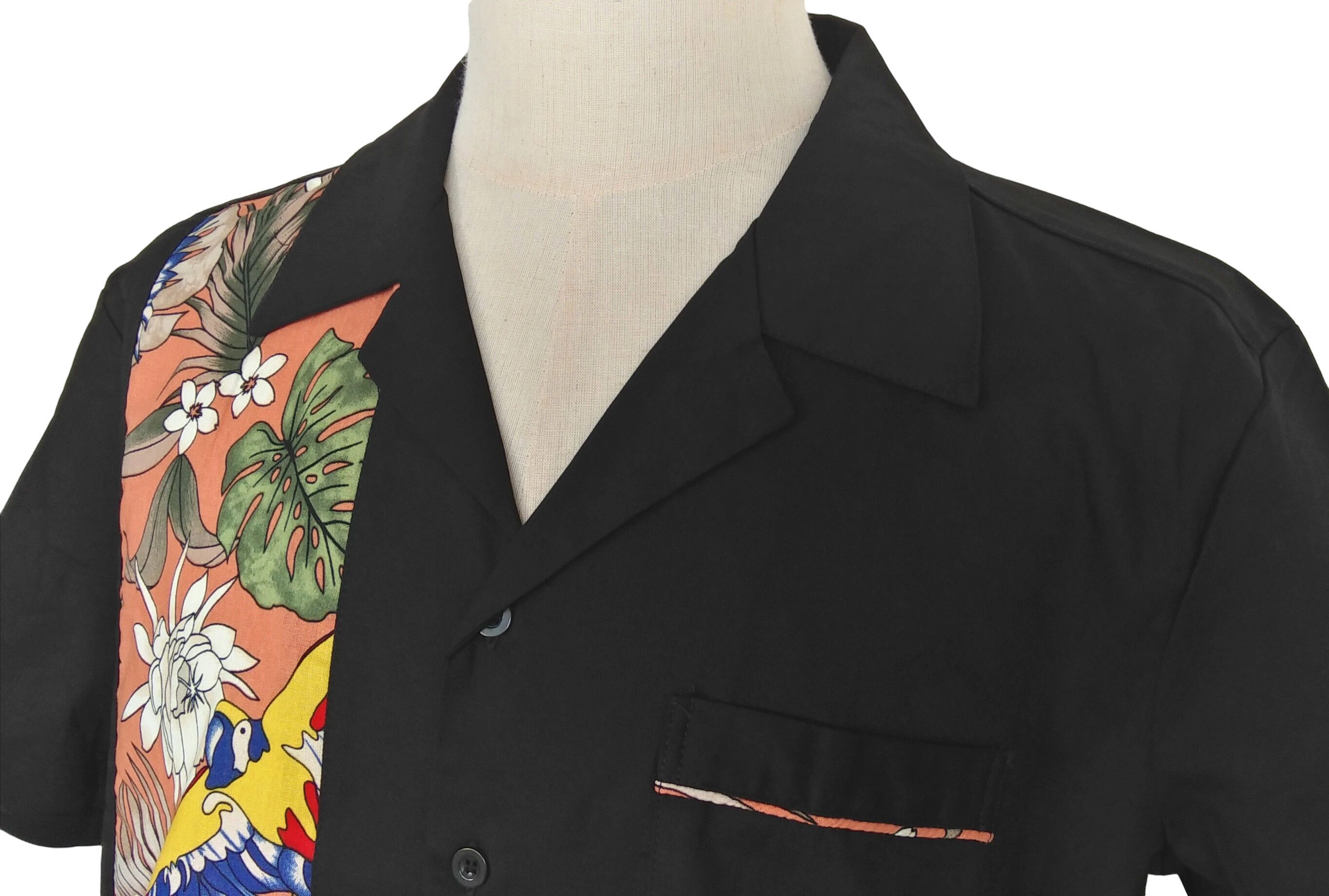 Other Pocket Black Men Shirts Contrast Birds Pattern Size US XL / EU 56 / 4 - 5 Thumbnail