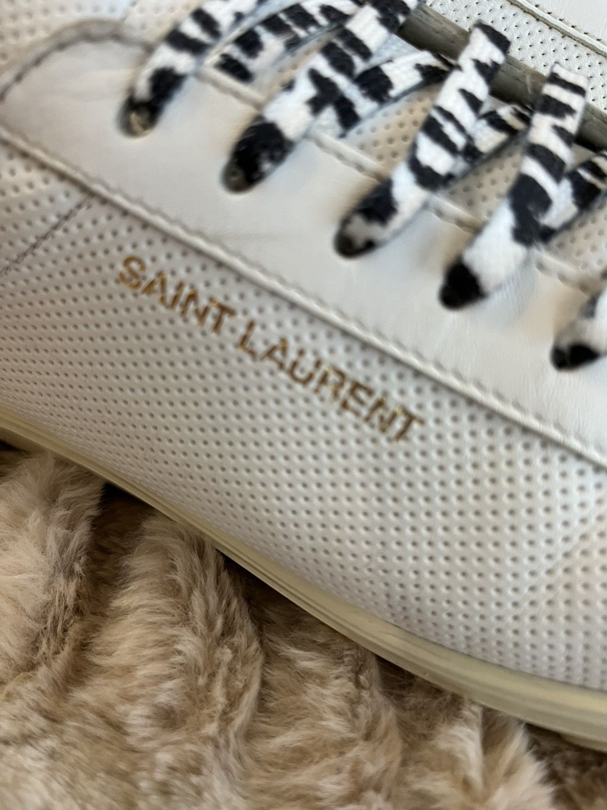 Saint Laurent Paris Saint Laurent Paris White Leather with Leopard Details Size US 10 / IT 40 - 2 Thumbnail