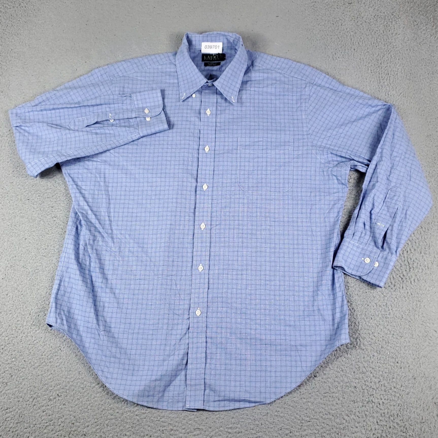 Ralph Lauren Ralph Lauren Dress Shirt Mens 17.5 Blue Plaid Button-Down Long Sleeve Cotton Mens Size 46R - 2 Thumbnail