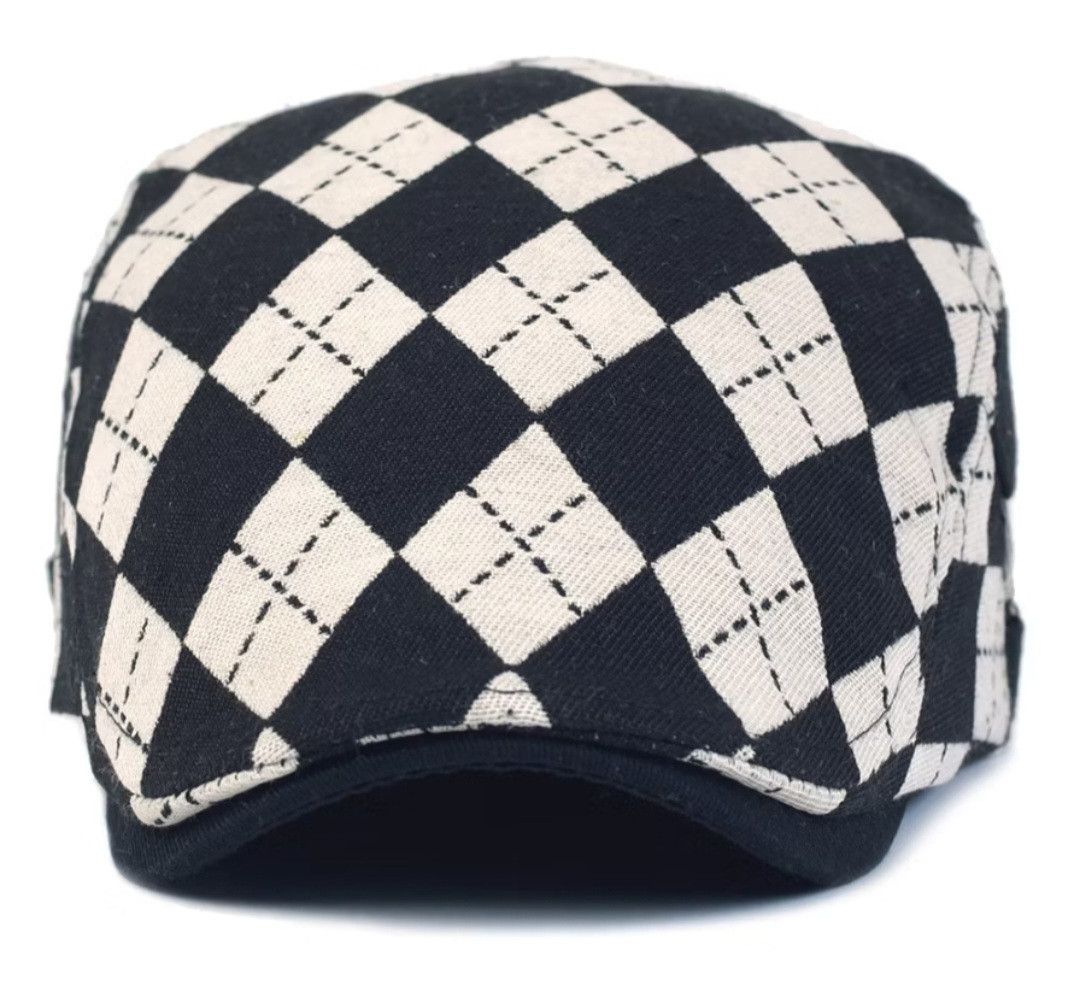 Japanese Brand 💥Retro lattice newsboy Black and White Hat Size ONE SIZE - 2 Thumbnail