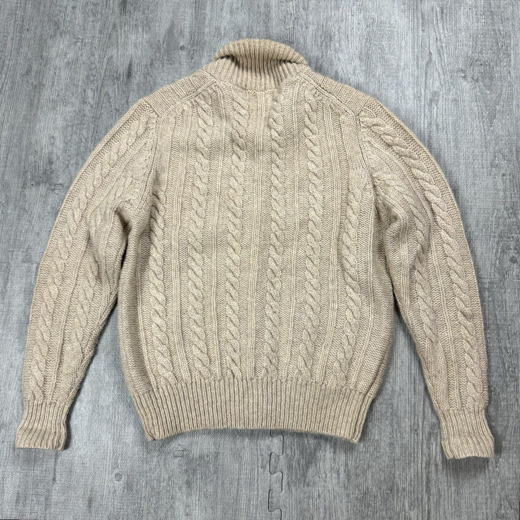 Orvis VINTAGE Orvis Men’s Wool Cable Knit Shawl Collar Cardigan L Fall Winter Brown Solid Size US L / EU 52-54 / 3 - 6 Thumbnail