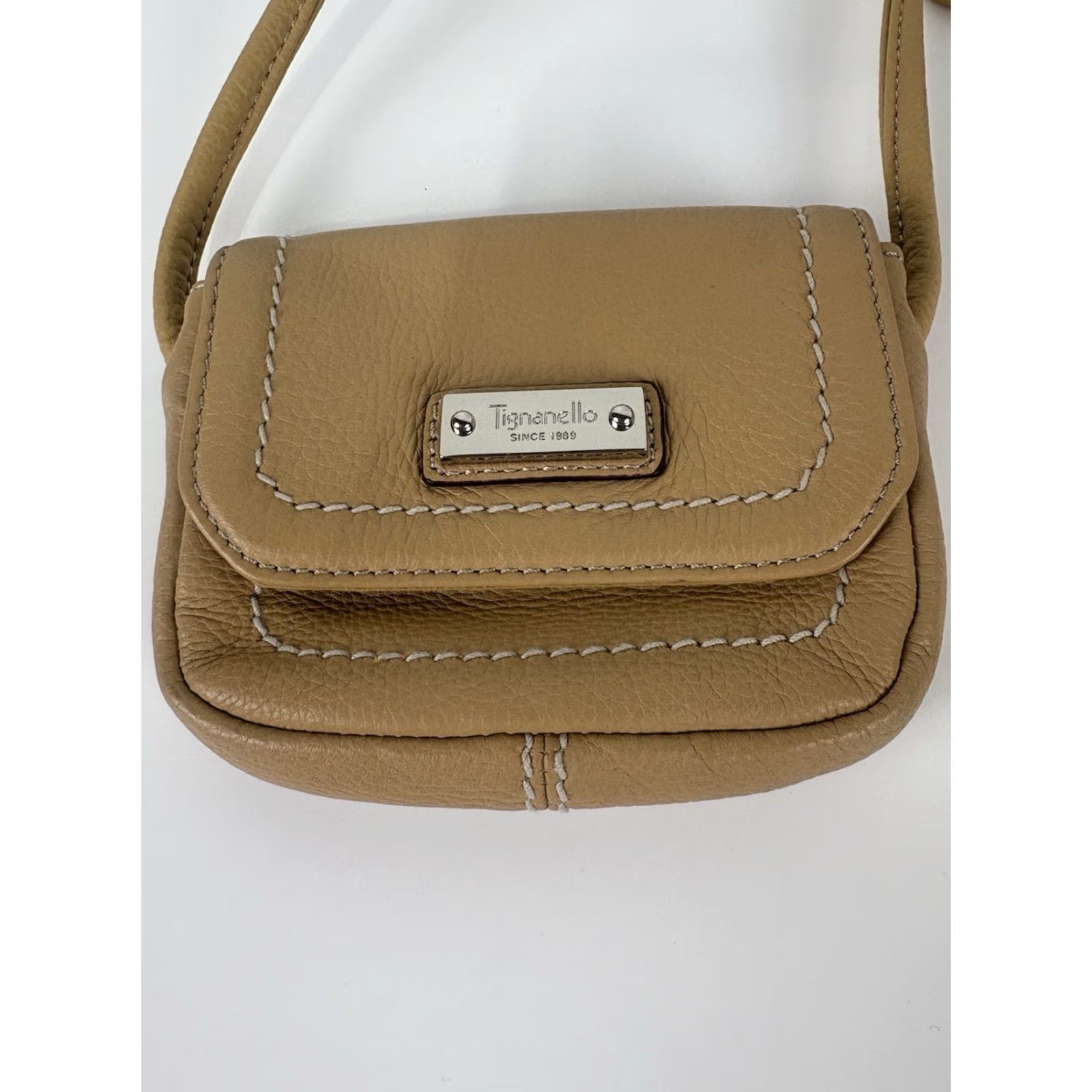 Vintage Tignanello Beige Genuine Leather Small Crossbody Bag Size ONE SIZE - 3 Thumbnail