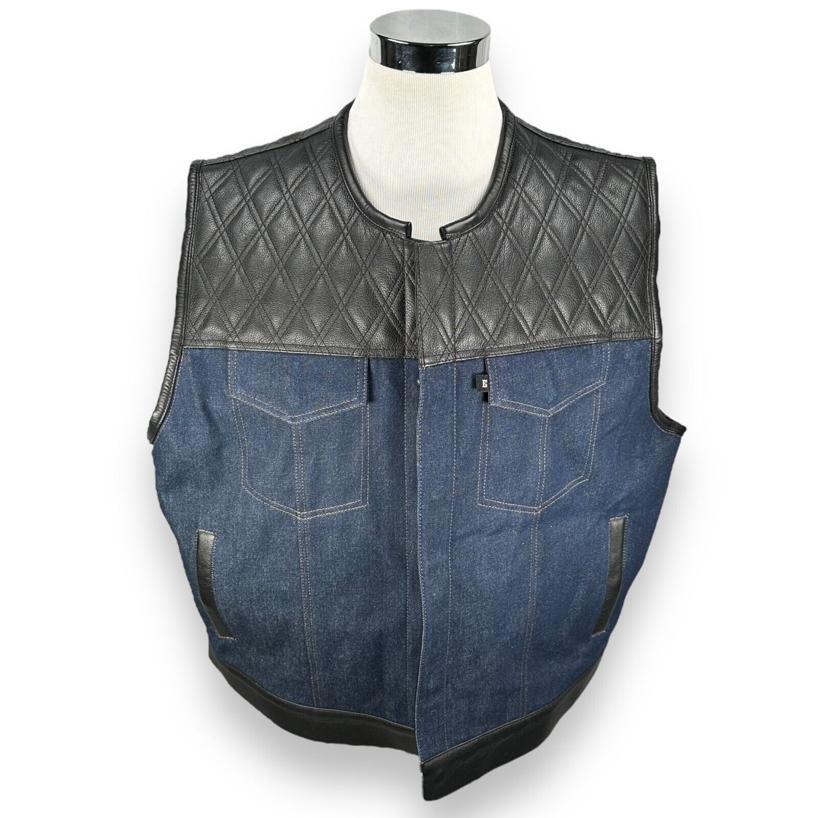 The Unbranded Brand Espinoza's In Stock 501 Vest Men's 3X Biker Blue Black New Size US XXL / EU 58 / 5 - 1 Thumbnail