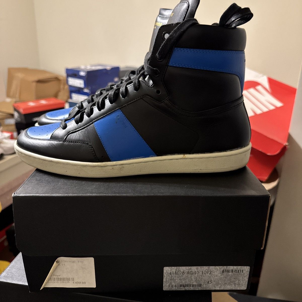 Saint Laurent High Top Leather Sneakers Size 45