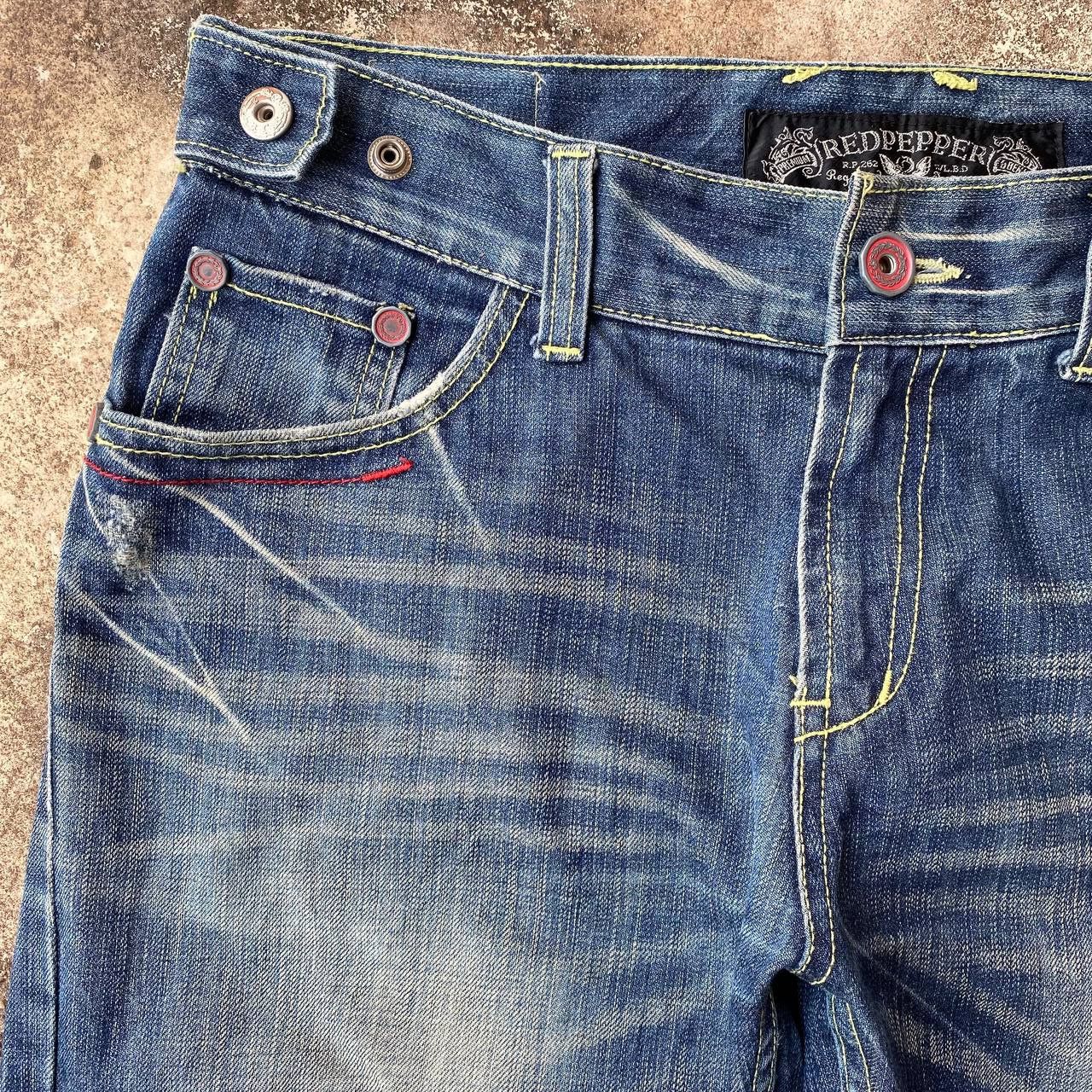 Japanese Brand × Le Grande Bleu (L.G.B.) × Tornado Mart A BEAUTIFUL FLARE DENIM RED PEPPER GOLD LABEL EAGLE WING Size US 31 - 16 Thumbnail