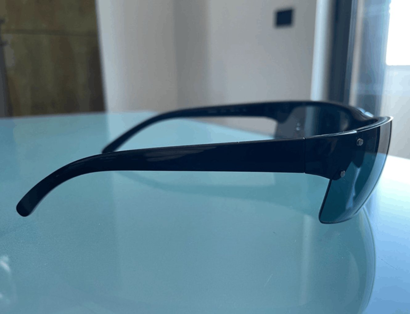 Prada × Vintage PRADA Sunglasses Rectangle Wrap Shield Metal Symbole Sport Size ONE SIZE - 3 Thumbnail
