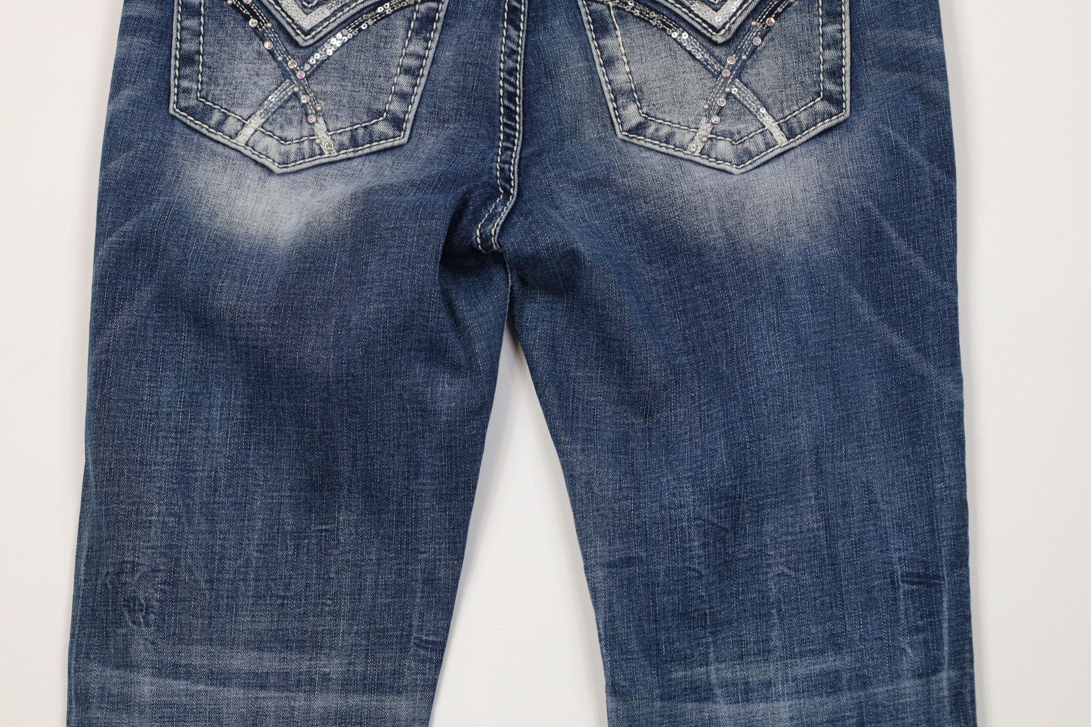 Miss Me Miss Me Mid Rise Straight Leg Jeweled Denim Jeans Stretch Size 28" / US 6 / IT 42 - 11 Thumbnail