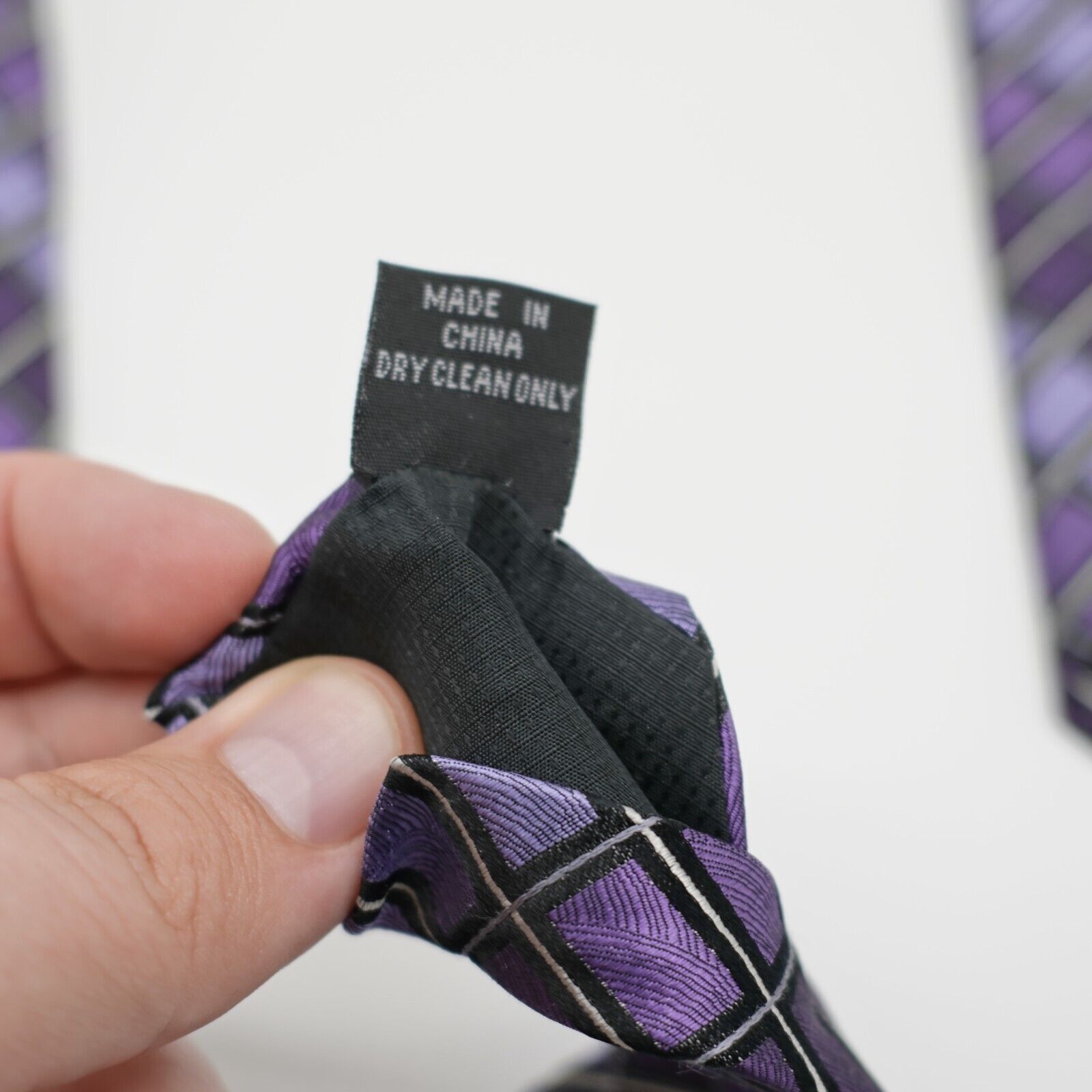 Pronto Uomo Pronto Uomo Gradient Purple Check Jacquard Woven Silk Tie Size ONE SIZE - 5 Thumbnail