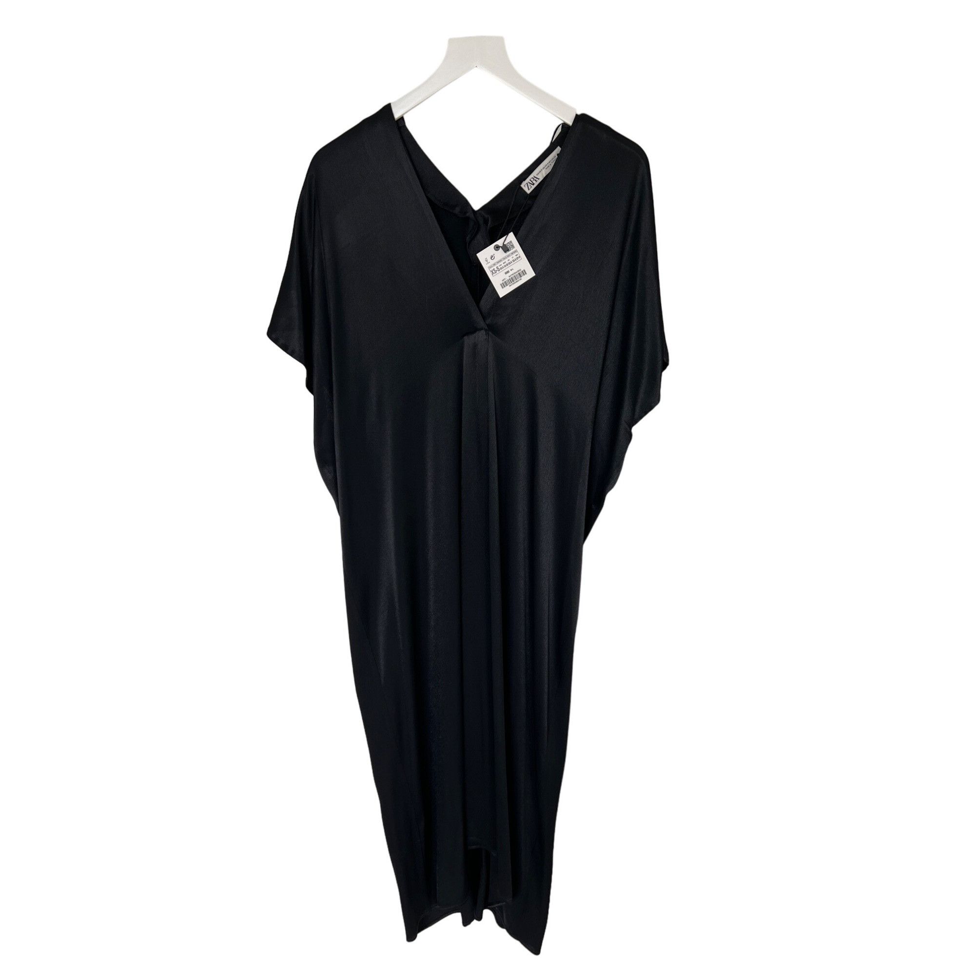 Zara Zara Black Satin Effect V-Neck Tunic Dress Size S / US 4 / IT 40 - 6 Thumbnail